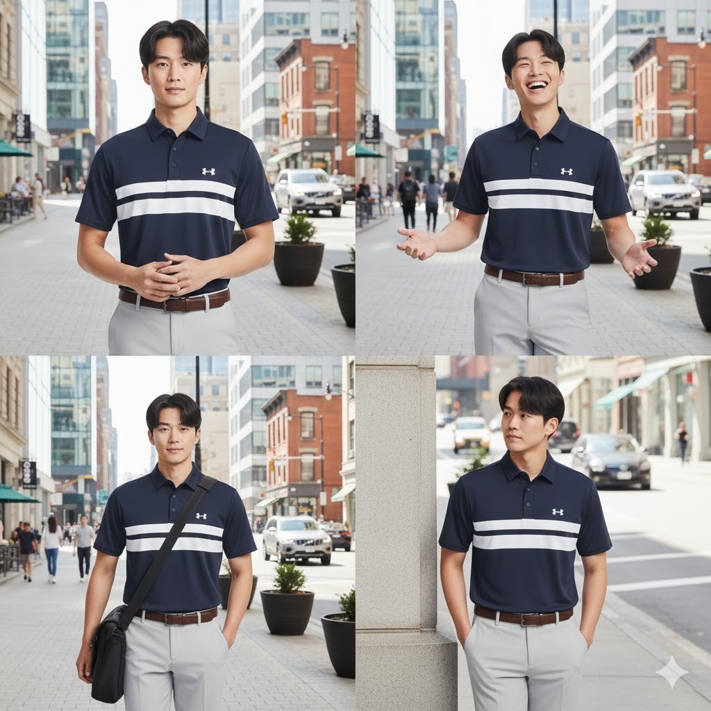 【預購】Q121605 UNDER ARMOUR 男裝午夜海軍藍色條紋 Polo 衫