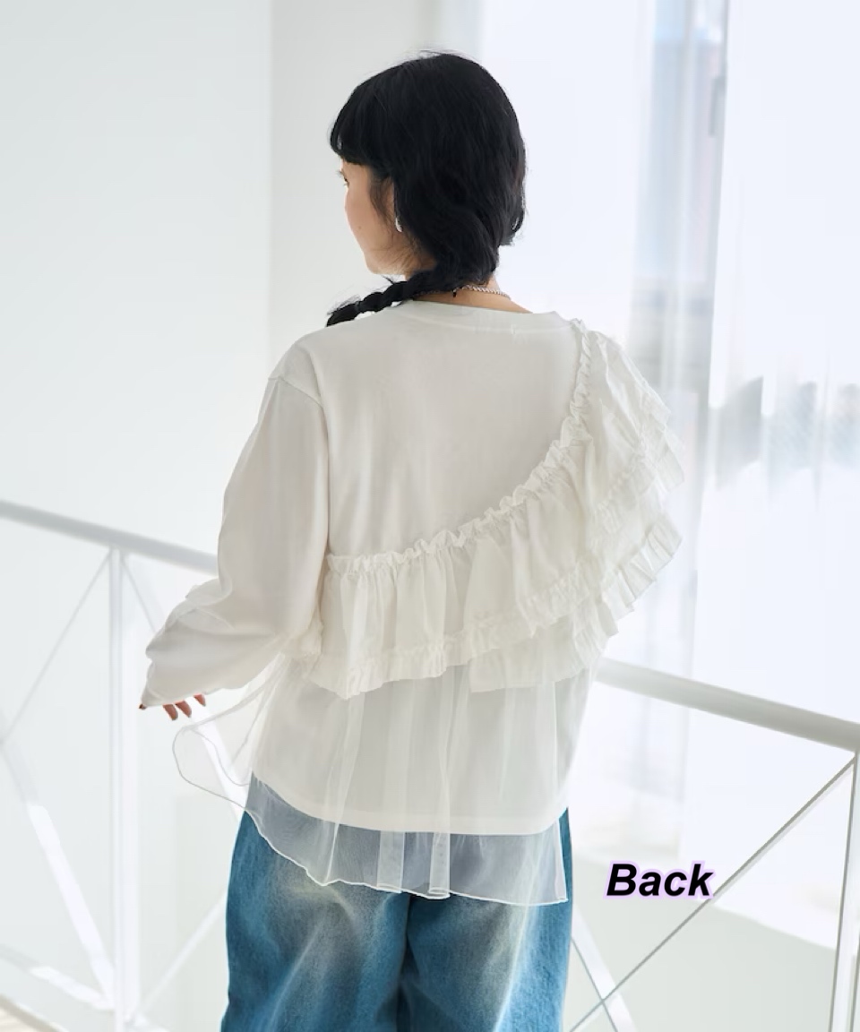 260131 日系女裝Ruffle 網紗長袖Tee /5 色