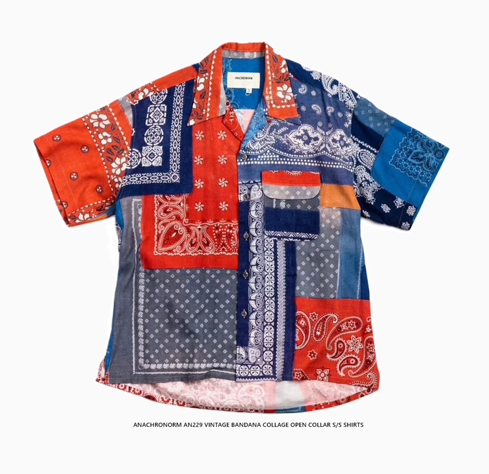 ANACHRONORM VINTAGE BANDANA COLLAGE OPEN COLLAR S/S SHIRTS AN229 - PRE ORDER ITEM (預訂中)