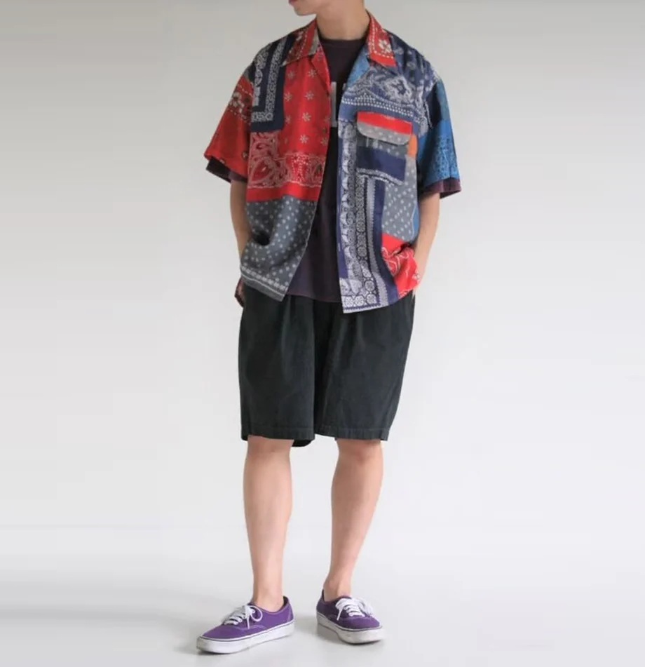 ANACHRONORM VINTAGE BANDANA COLLAGE OPEN COLLAR S/S SHIRTS AN229 - PRE ORDER ITEM (預訂中)