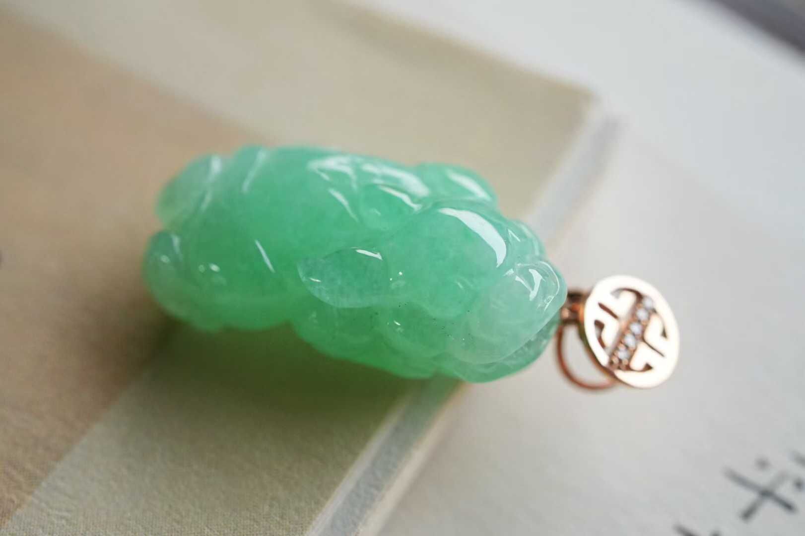 122832 翡翠冰甜陽綠貔貅吊墜