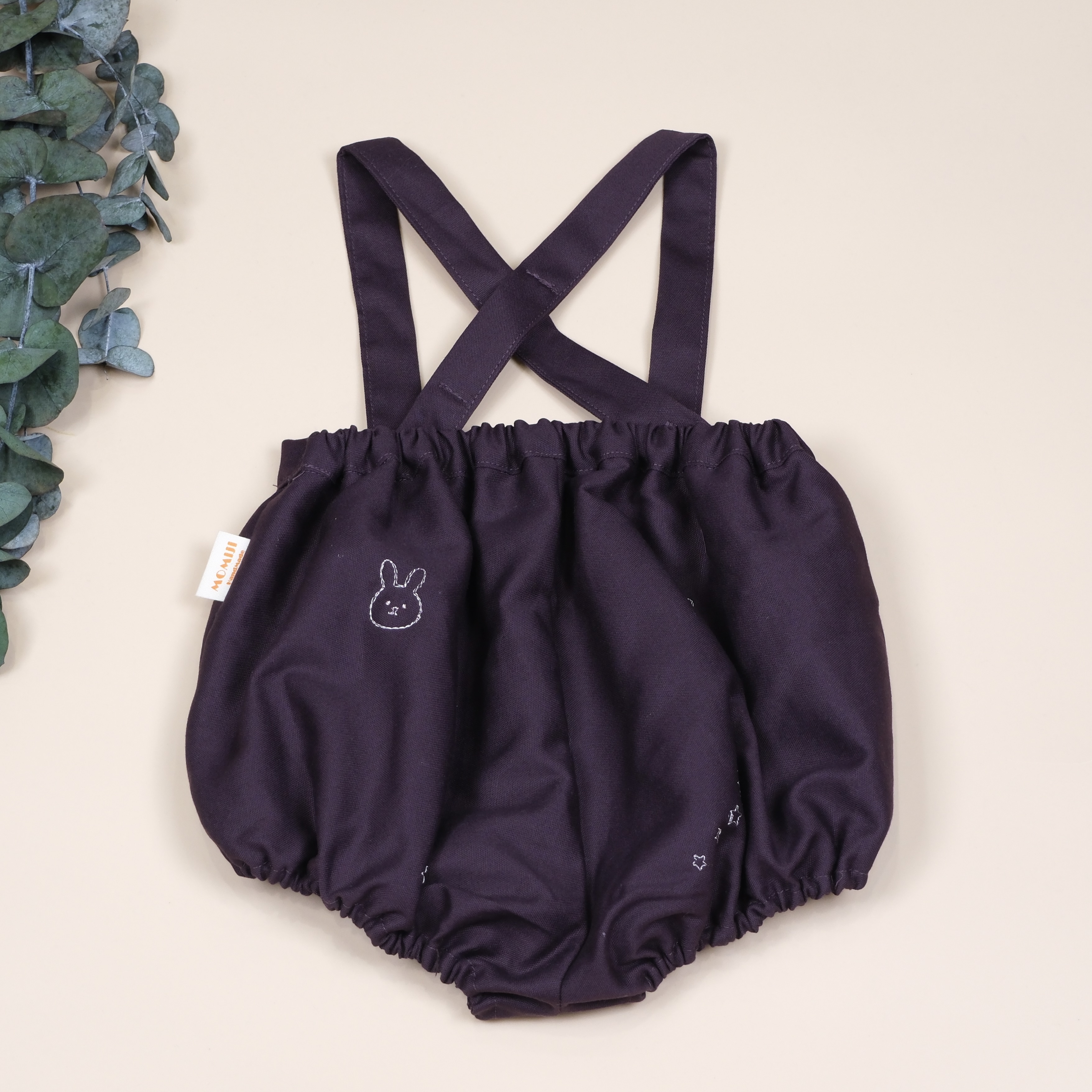 刺繡兔兔 ◈ 手作吊帶包屁衣 ◈ 煙紫