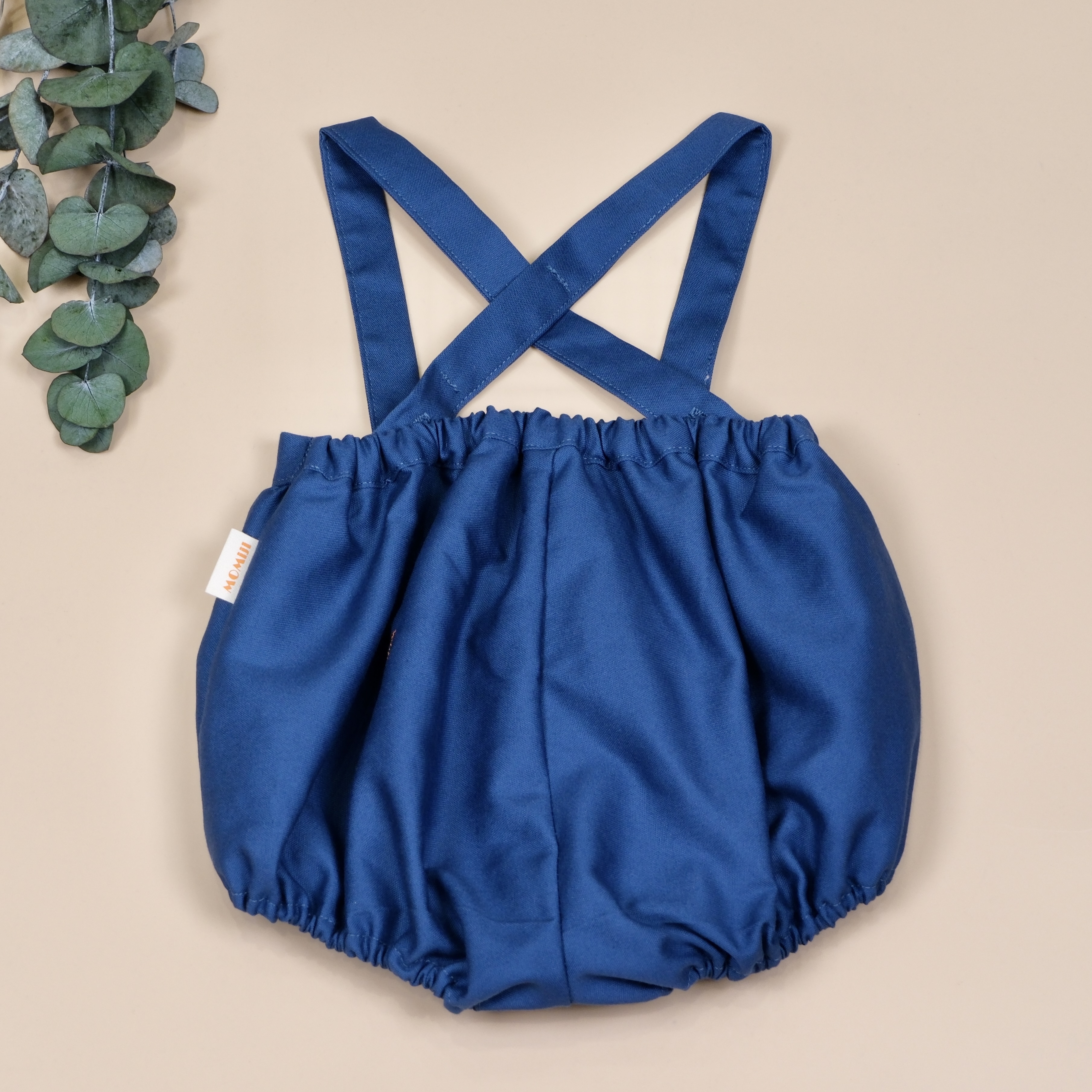 刺繡大象 ◈ 手作吊帶包屁衣 ◈ 夜藍