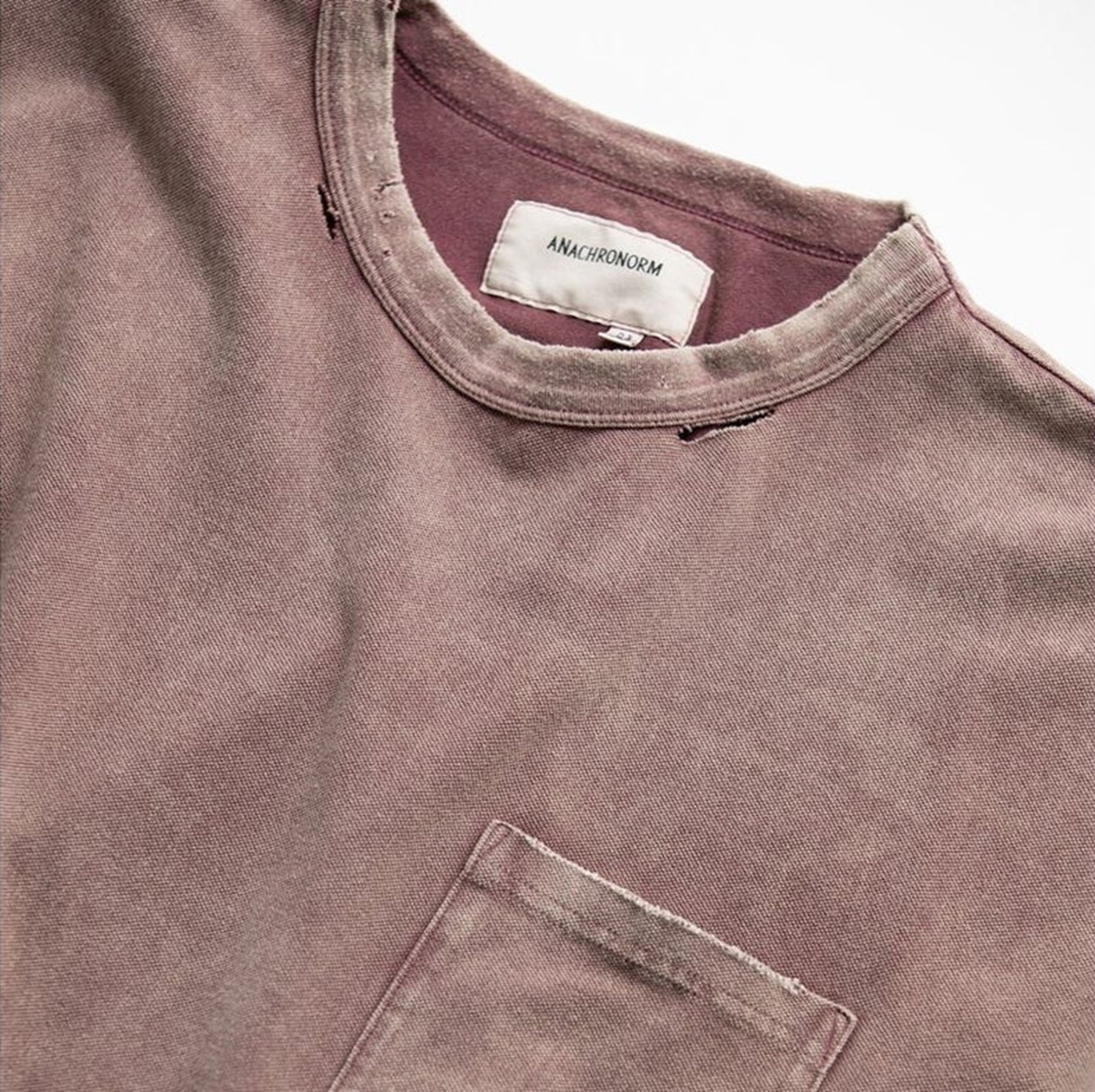 ANACHRONORM MOSS STITCH DAMAGED POCKET S/S TS - BORDEAUX PRE ORDER ITEM (預訂中)