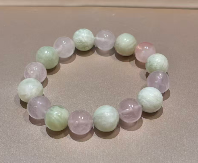 JY088-50715-GC 粉水晶+岫玉水晶串 (Q35)