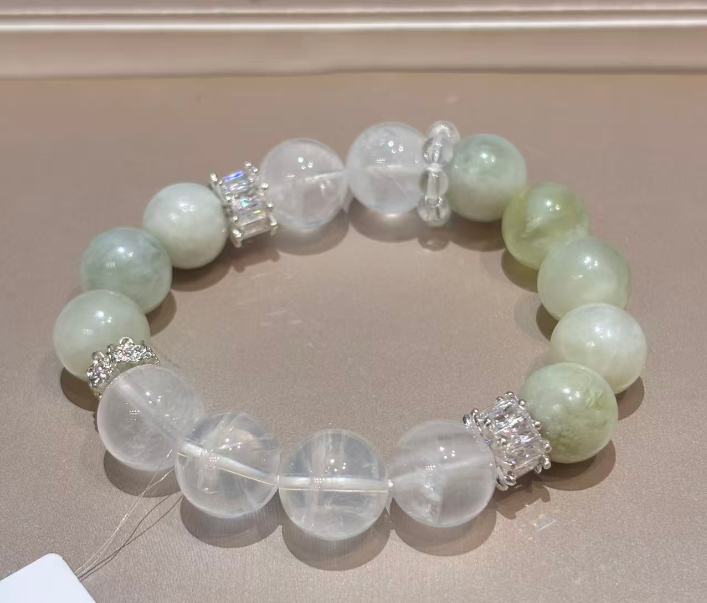 JY091-50715-GC 岫玉+奶白晶水晶手串 (Q27)