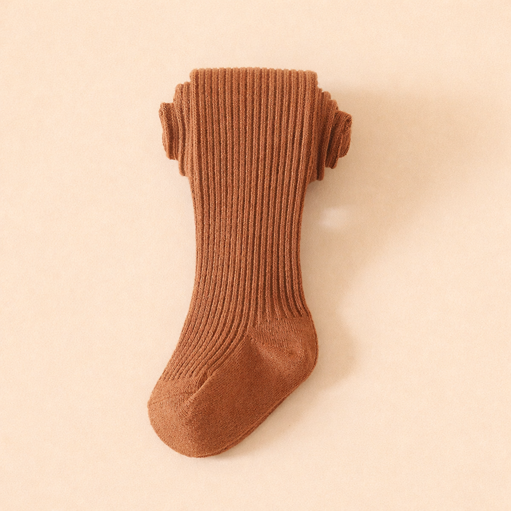 瑞吉嚴選柔棉羅紋嬰幼兒褲襪｜焦糖