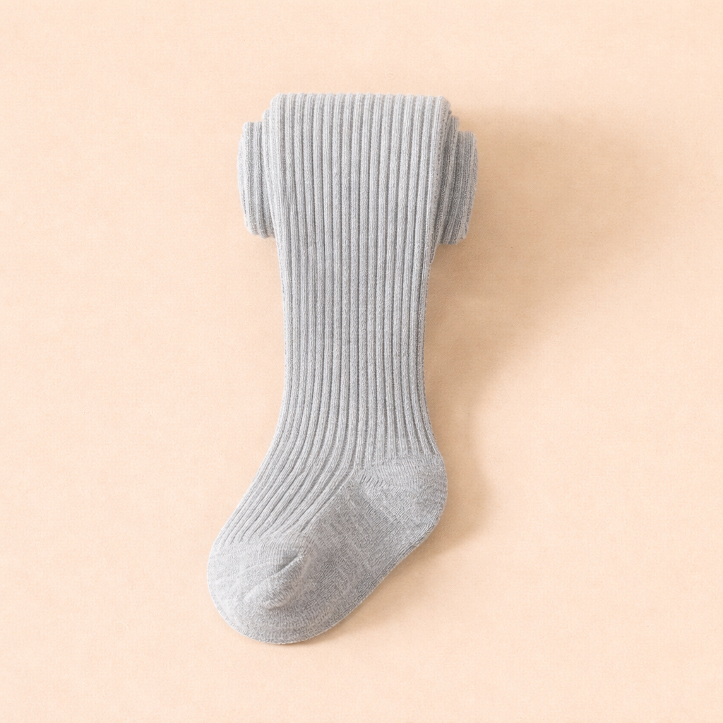 瑞吉嚴選柔棉羅紋嬰幼兒褲襪｜淺灰