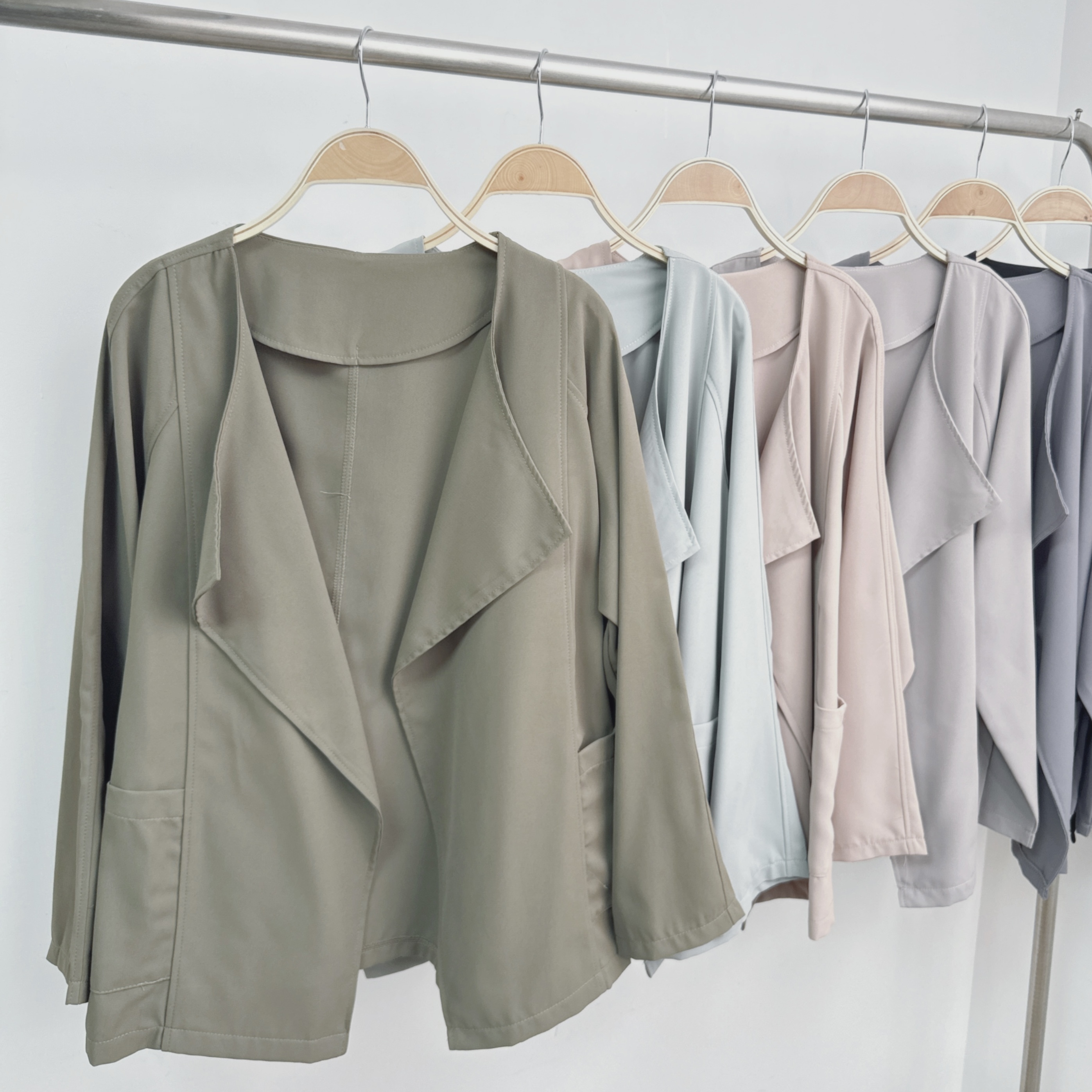 反領雙口袋開胸梭織外套 (C60-C66)