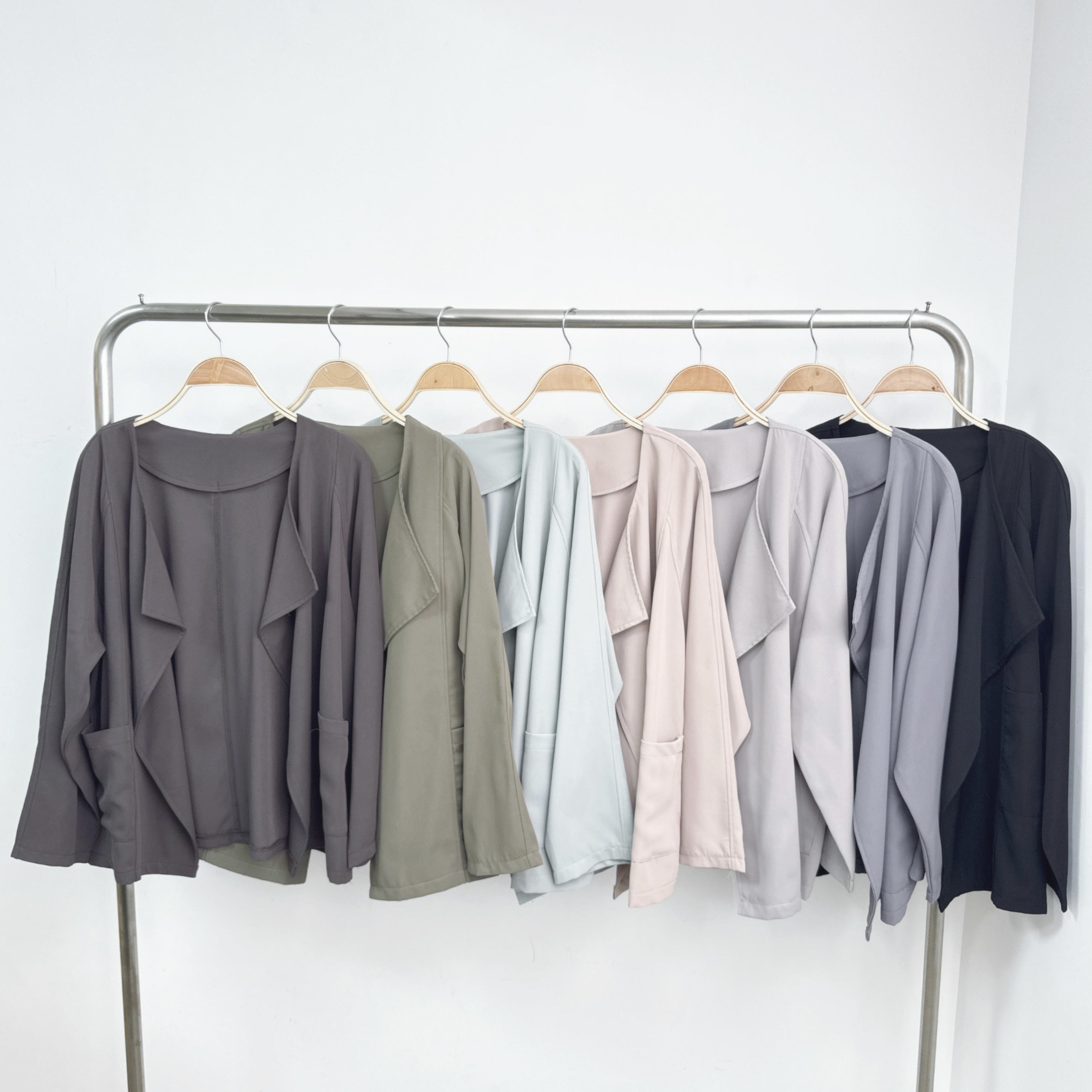 反領雙口袋開胸梭織外套 (C60-C66)