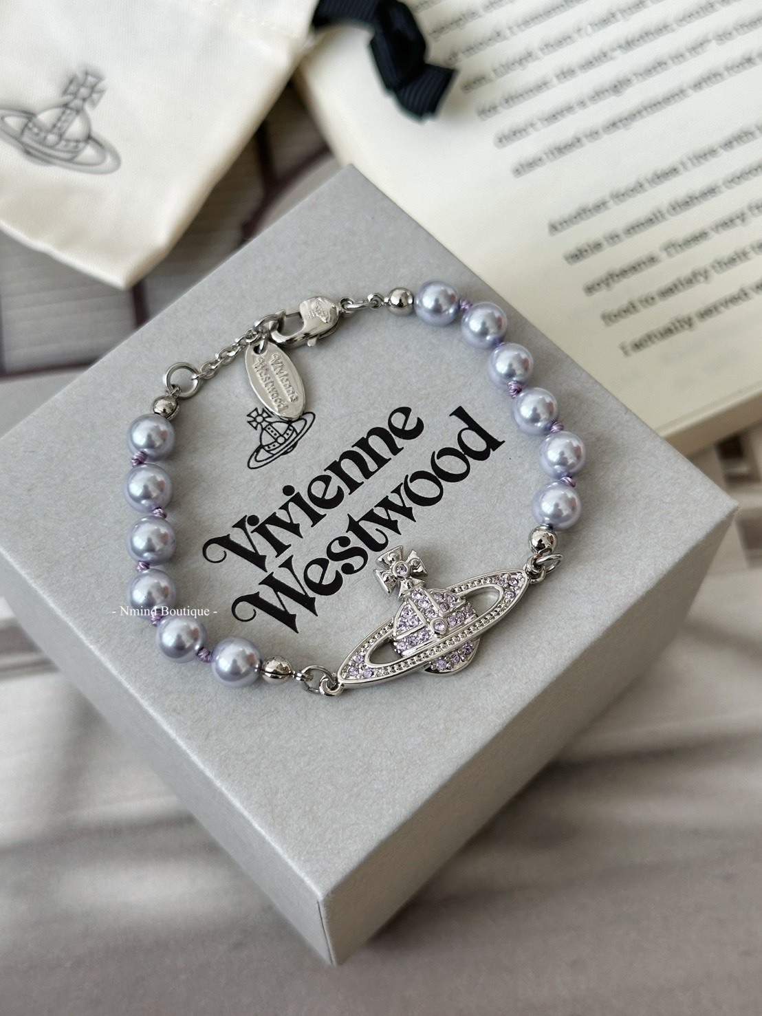 <好飾到✨> Vivienne Westwood Mini Bas Relief 夢幻紫星球珍珠手鍊