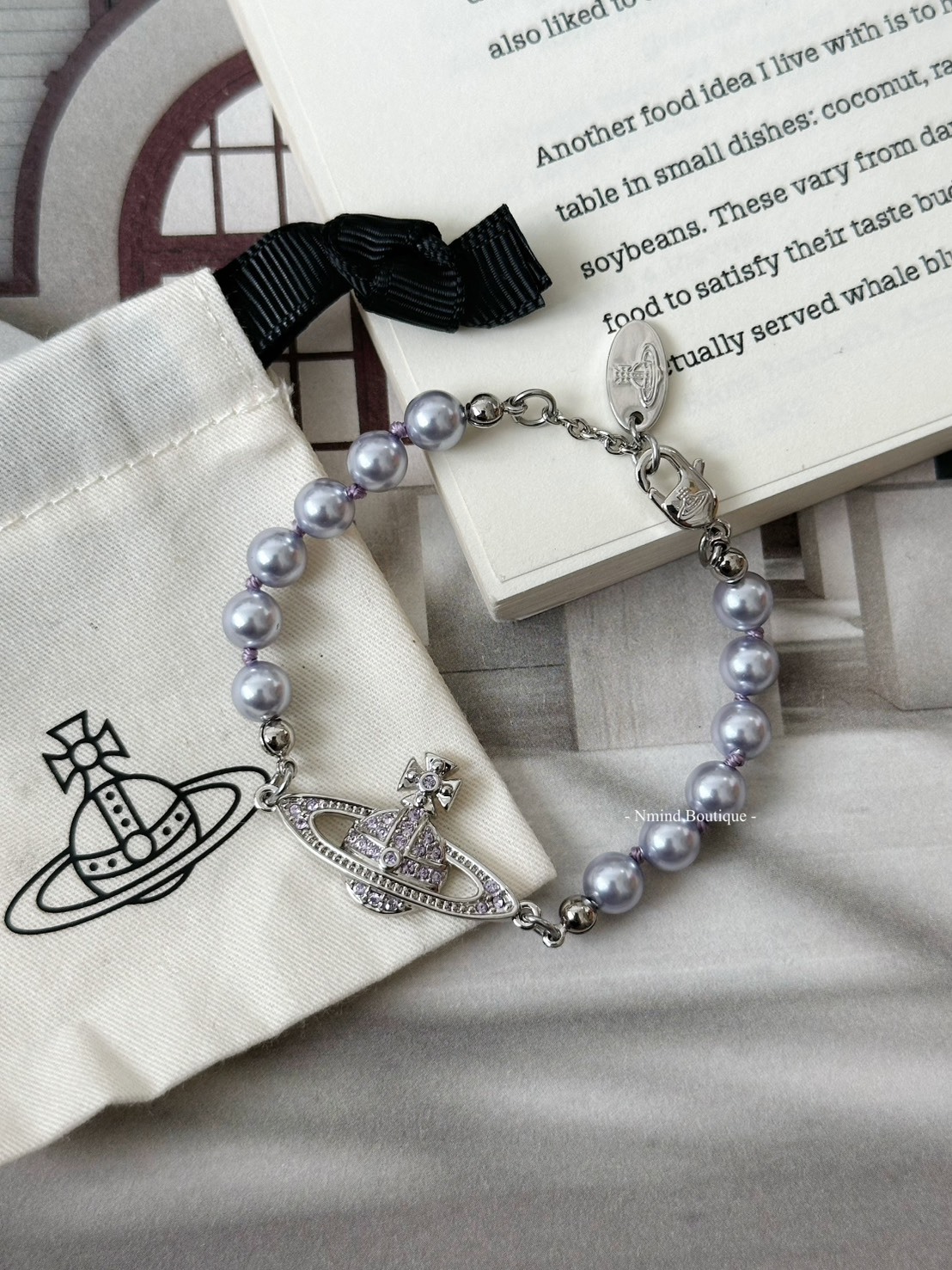 <好飾到✨> Vivienne Westwood Mini Bas Relief 夢幻紫星球珍珠手鍊
