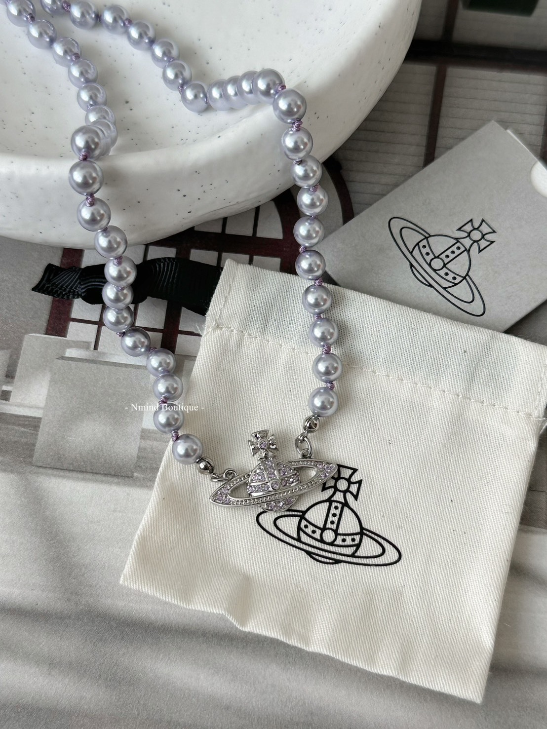 <好飾到✨> Vivienne Westwood Mini Bas Relief 夢幻紫星球珍珠項鍊