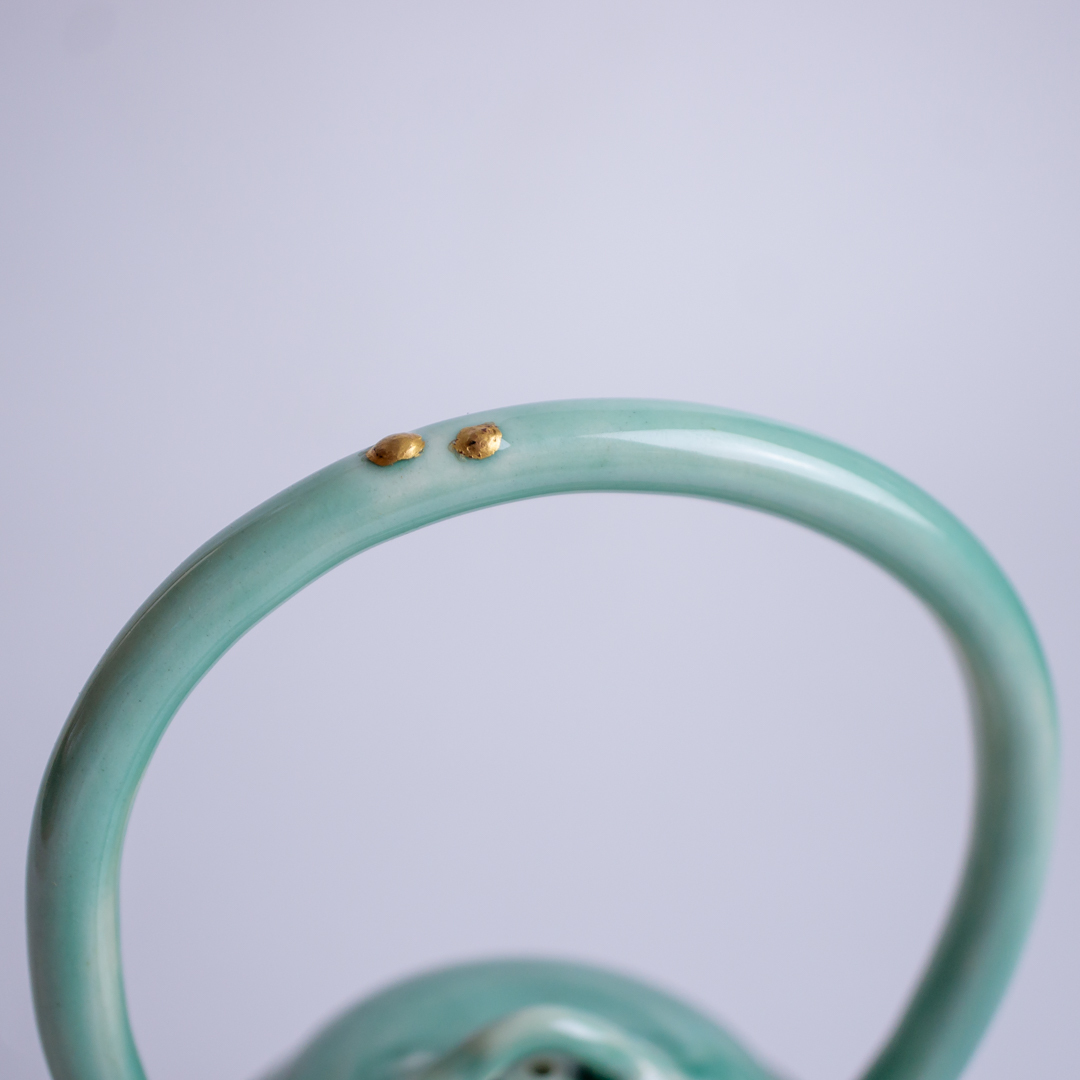 Pale Teal Ladle Teapot with Arched-Handle