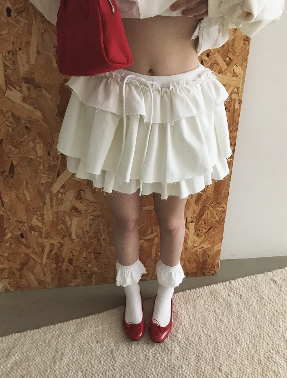 不收邊波浪蛋糕短褲裙
