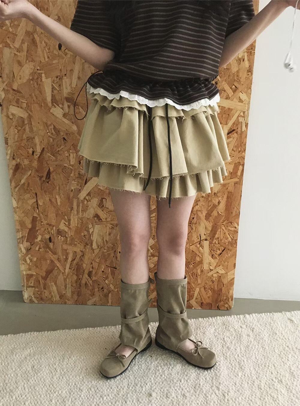 不收邊波浪蛋糕短褲裙