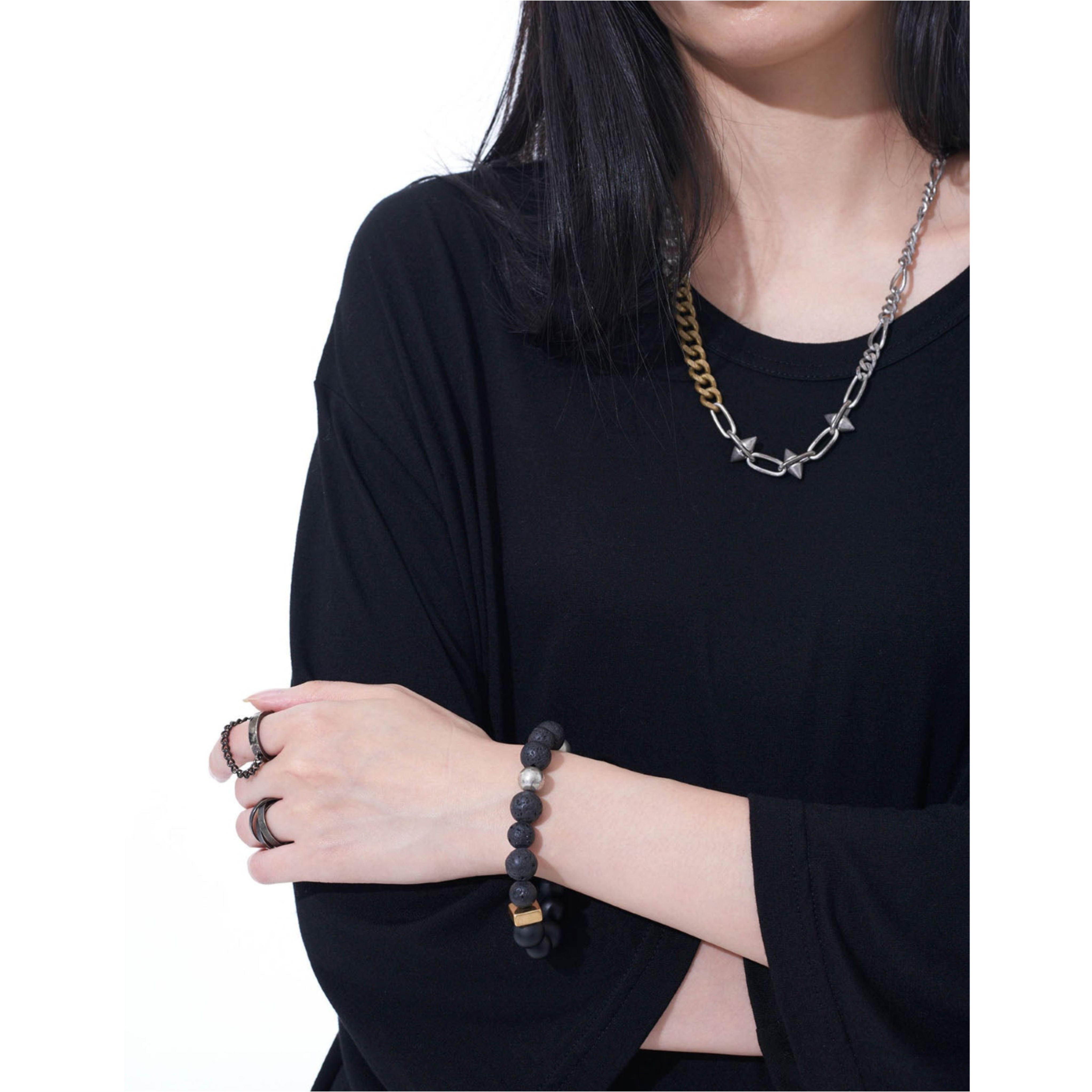 2026SS YOHJI YAMAMOTO 山本耀司 S'YTE ONYX BEAD+LAVA STONE BRACELET 串珠 縞瑪瑙 火山石 手鍊 現貨 UM-A54-966-1-03