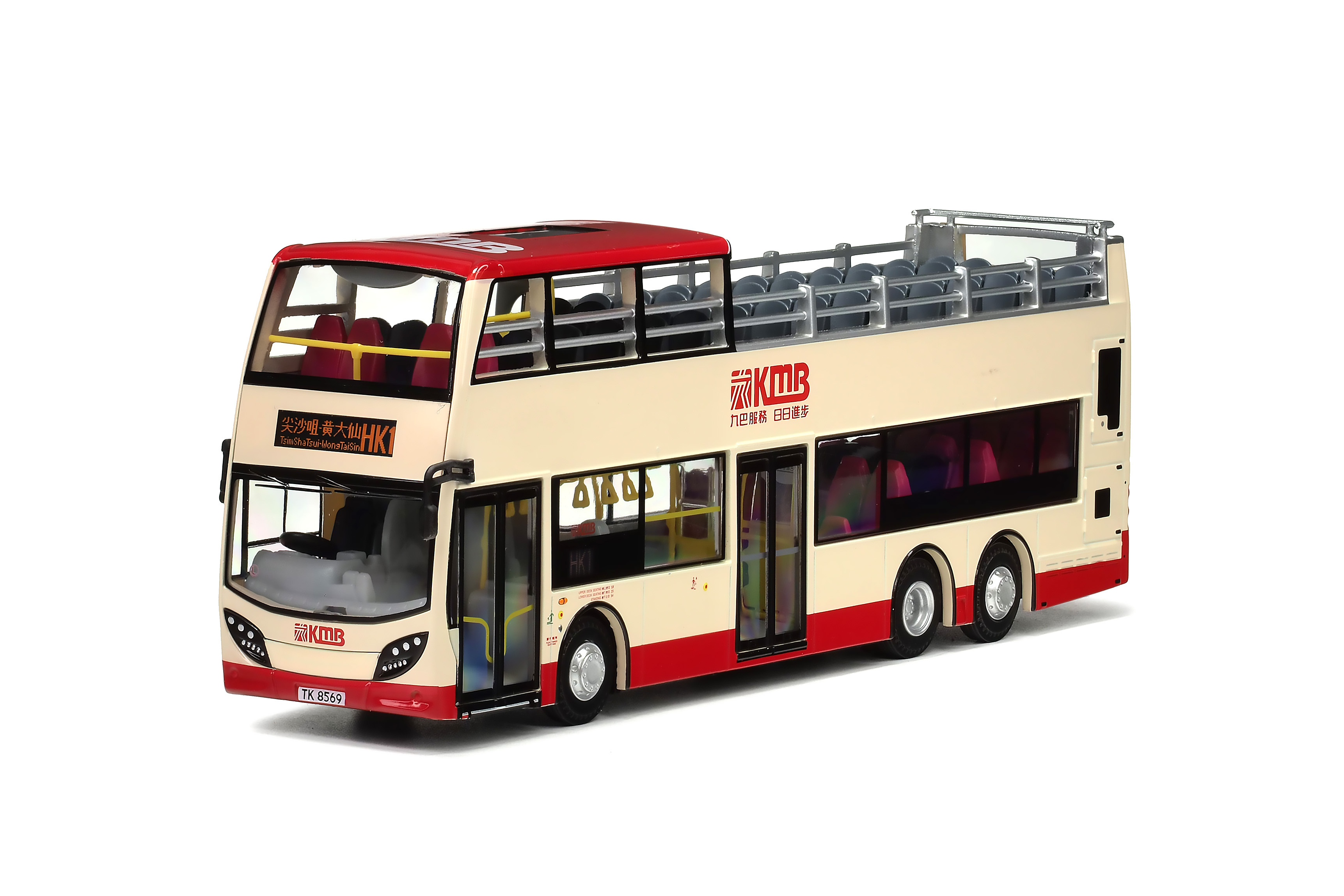 KMB2026026 1:64 九巴丹尼士歐盟五代12米開篷巴士 (HK1尖沙咀-黃大仙)