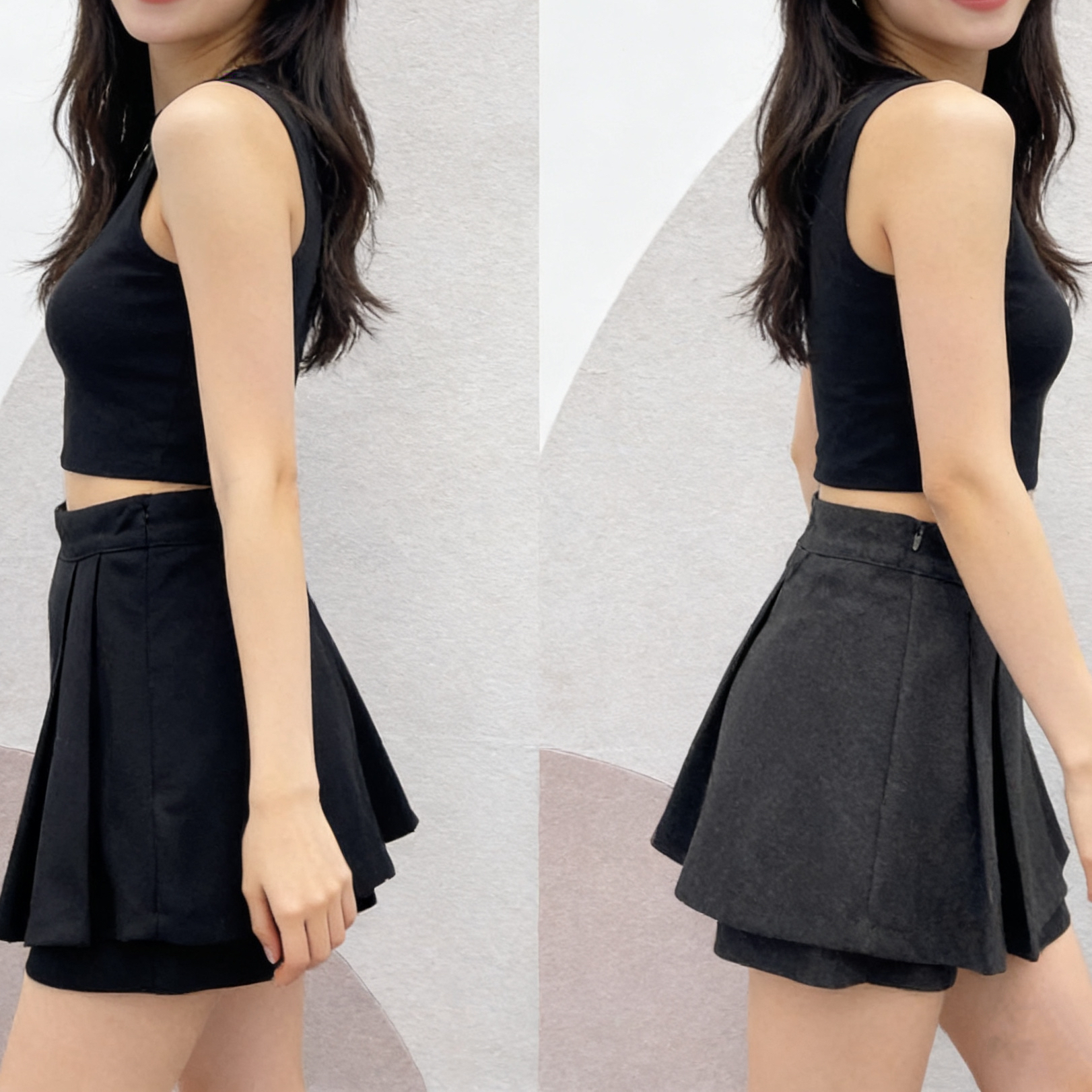 H810 顯瘦顯高時尚百褶裙褲