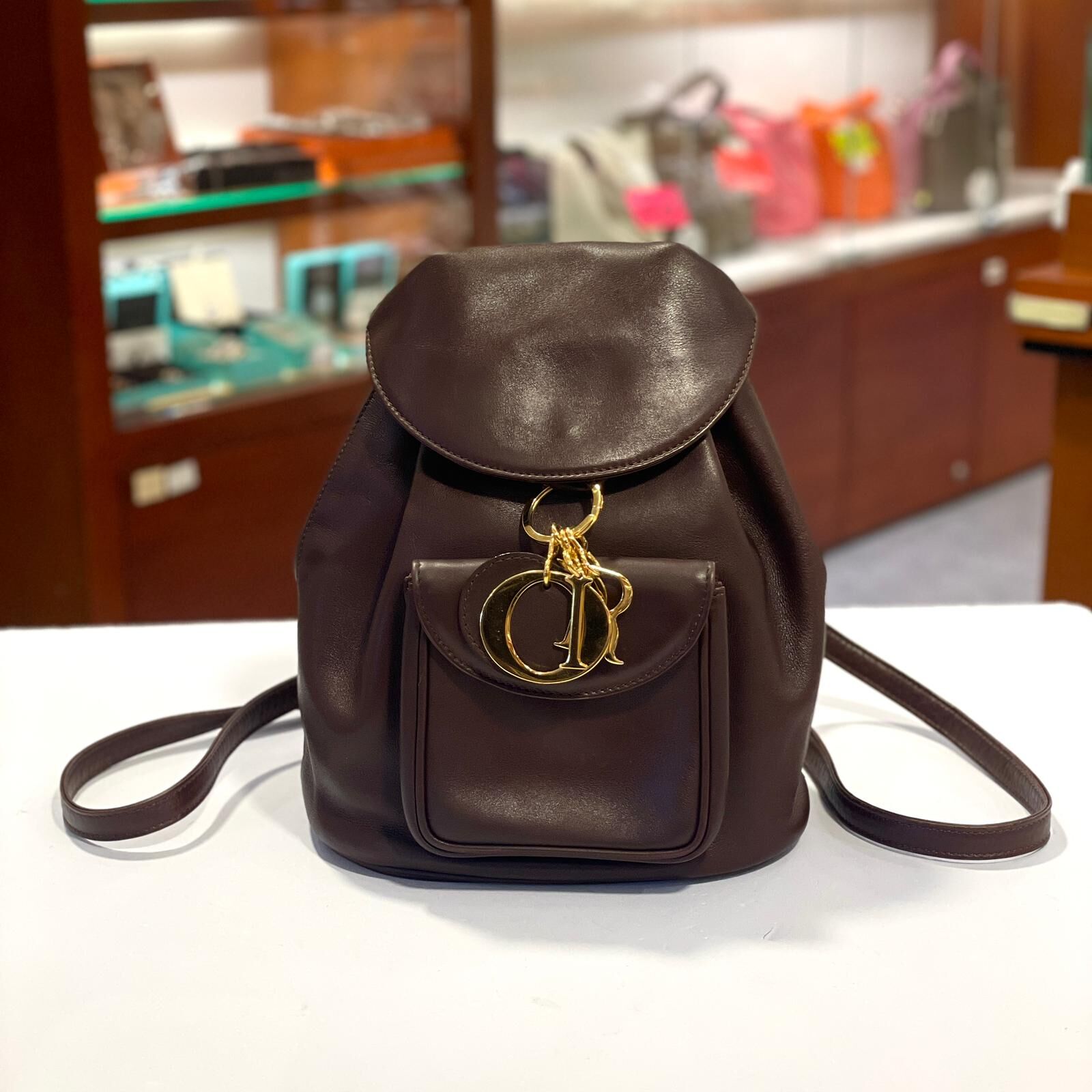 98%NEW二手DIOR BACK PACK VINTAGE 啡色金扣牛皮 #迪奧背包 #香榭站正品