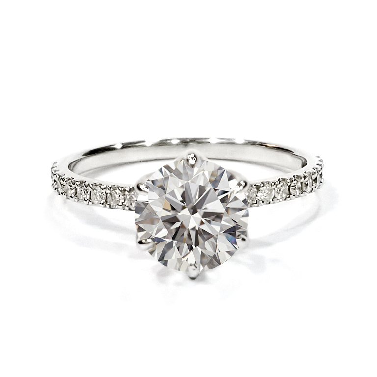 18K白金天然鑽石六爪戒指托