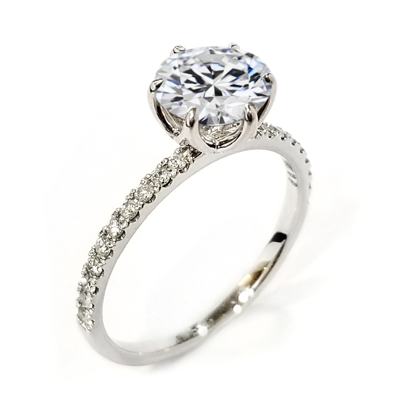 18K白金天然鑽石六爪戒指托