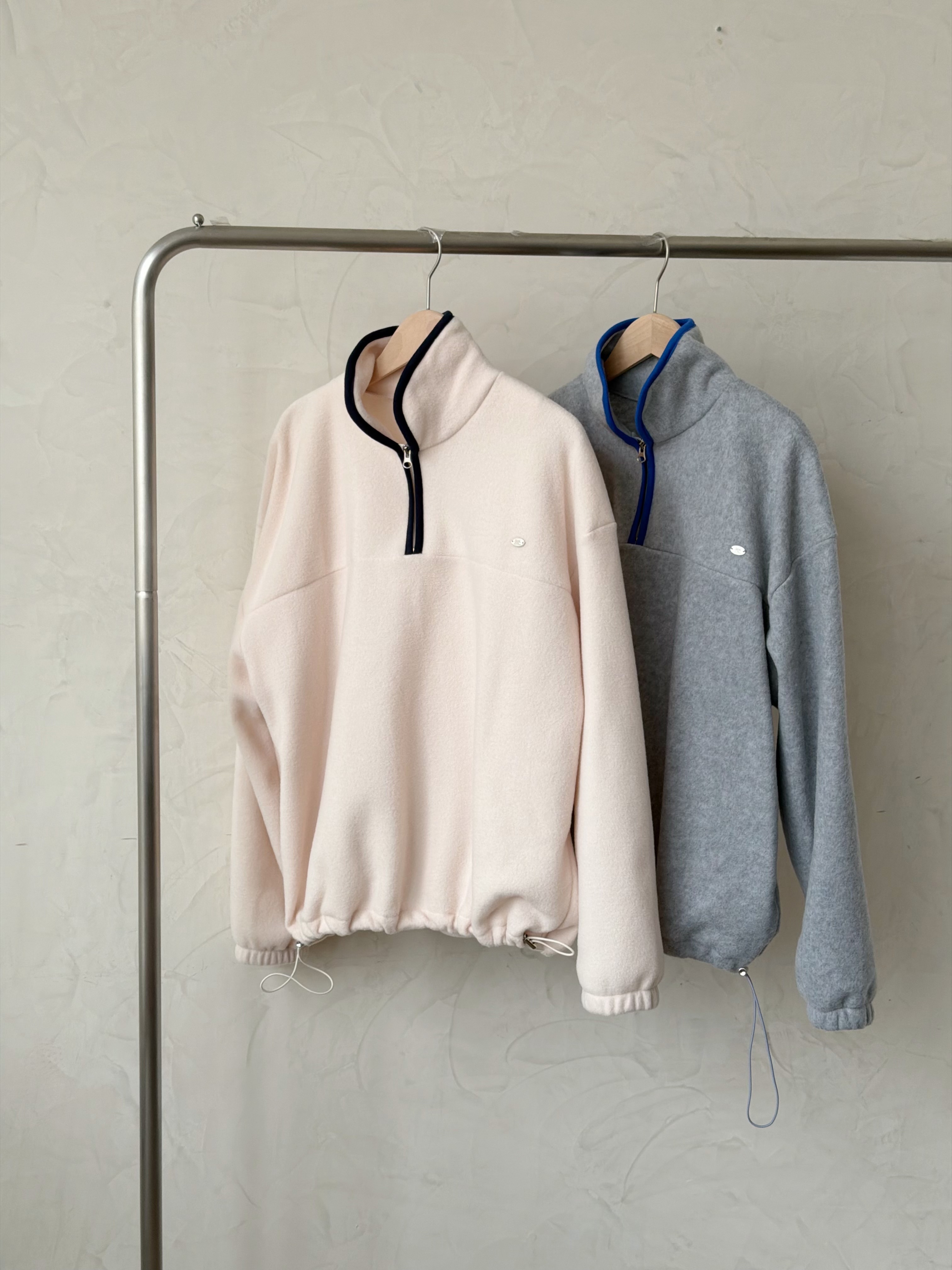 KR489 立領軟熟撞色拉鏈上衣TOP-2色