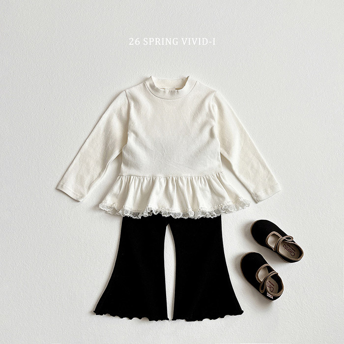 正韓春vividi 四色素色木耳喇叭褲