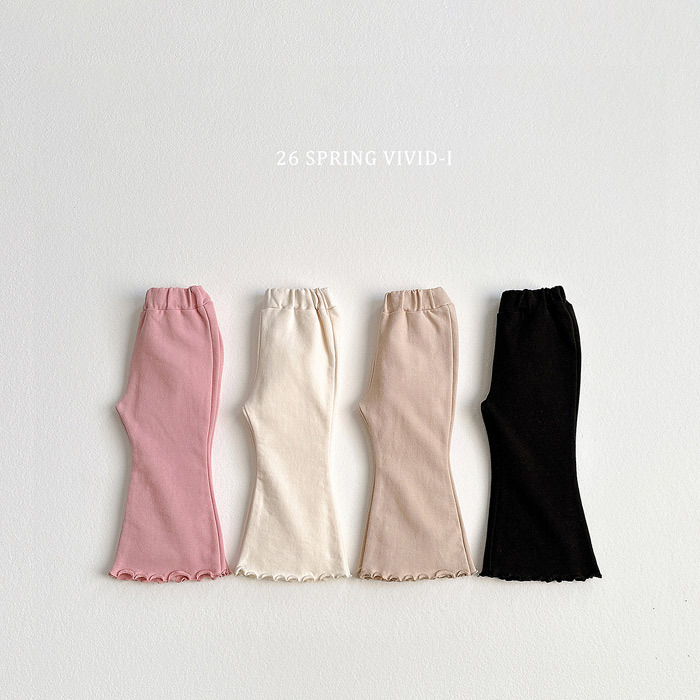 正韓春vividi 四色素色木耳喇叭褲