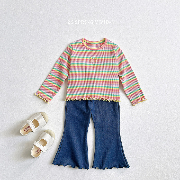 正韓春vividi4色牛仔色系喇叭褲