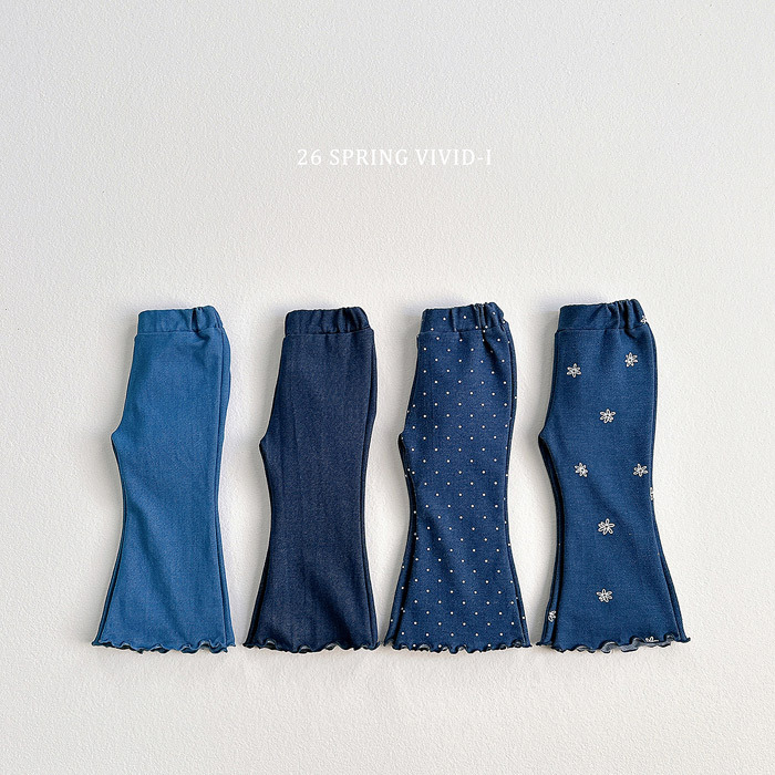 正韓春vividi4色牛仔色系喇叭褲