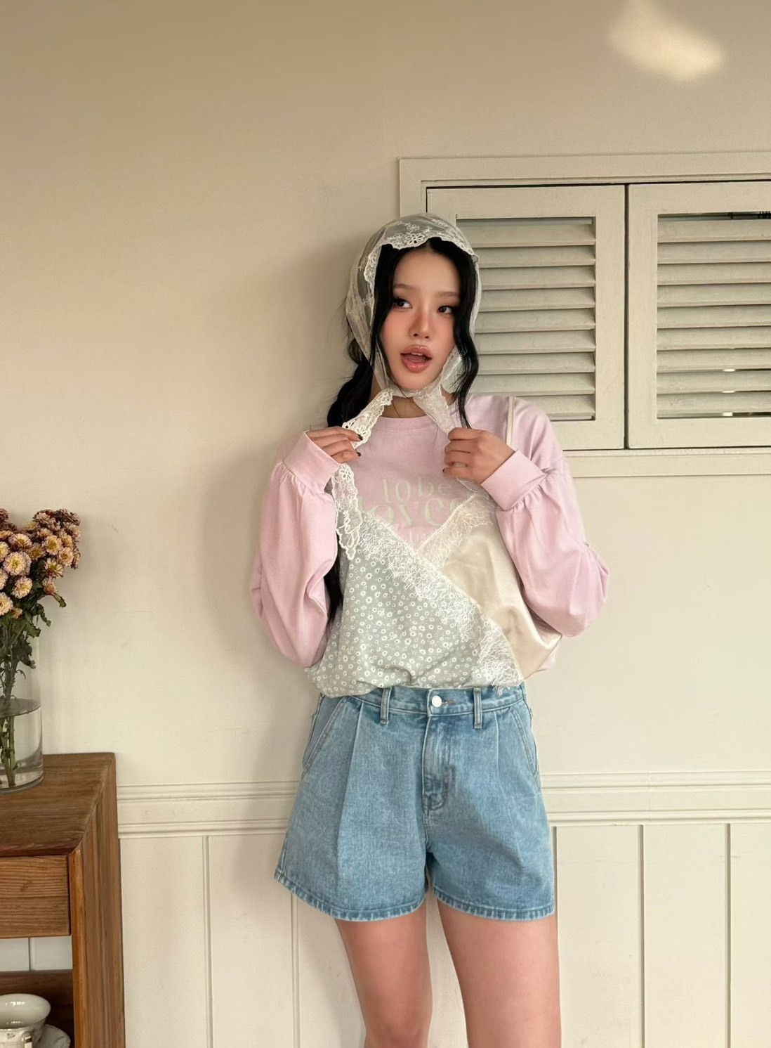 拼布吊帶長袖t