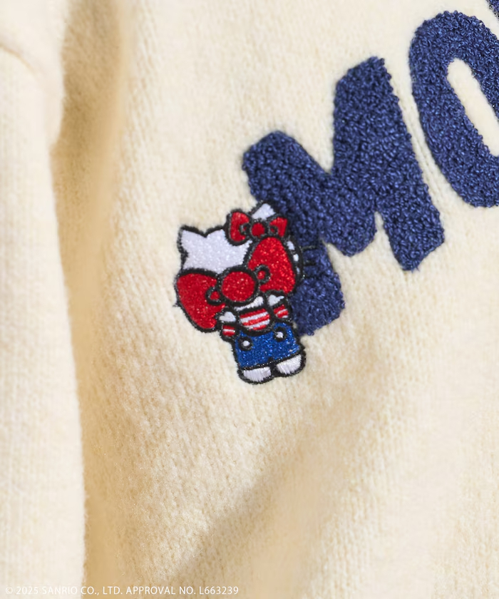 26055-KT Sanrio Hello Kitty x 日版 Freak's Store 聯乘立體Logo刺繡毛毛冷衫 米白色 #JP-FS26