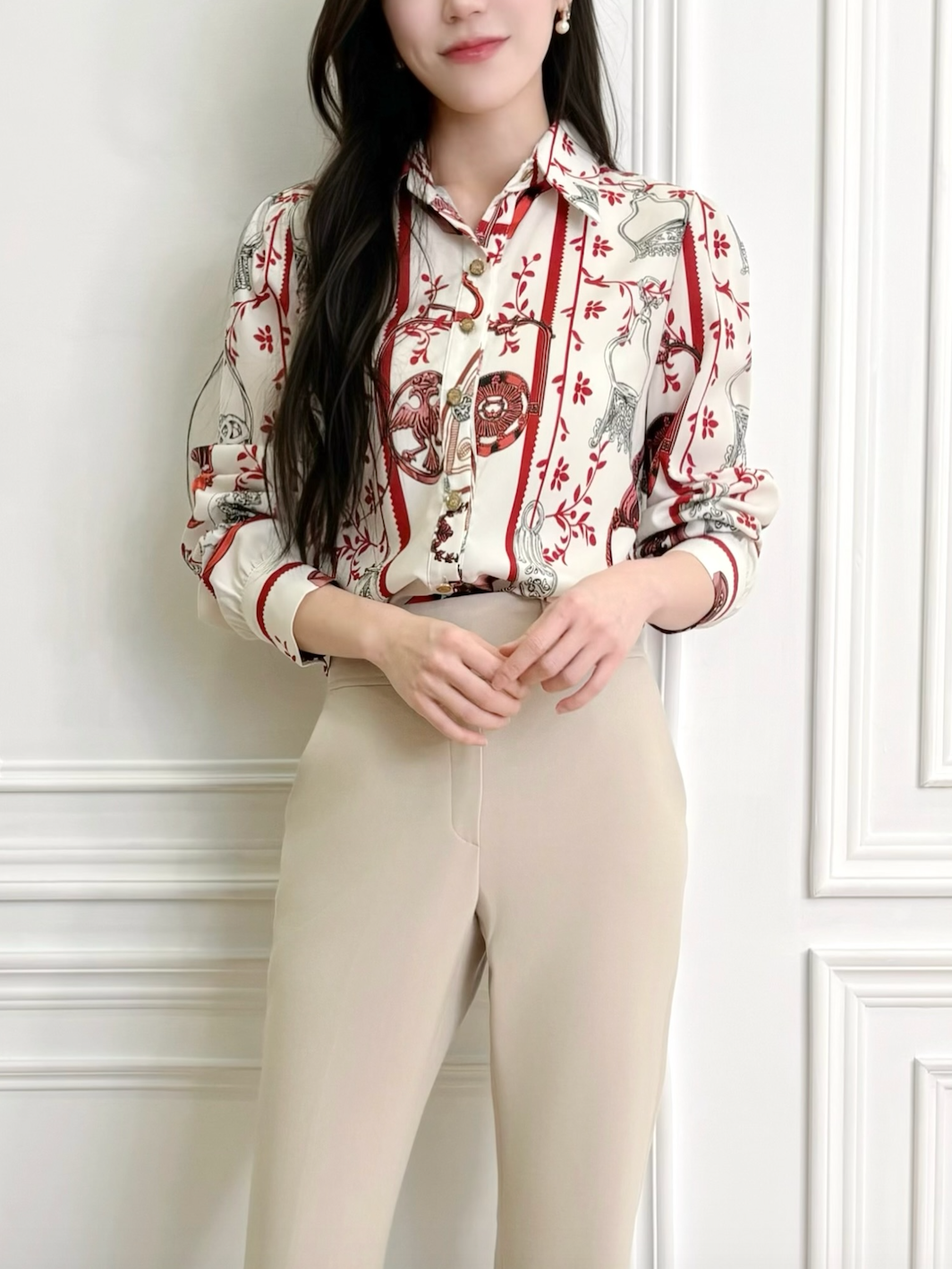 翻領藤蔓印花襯衫