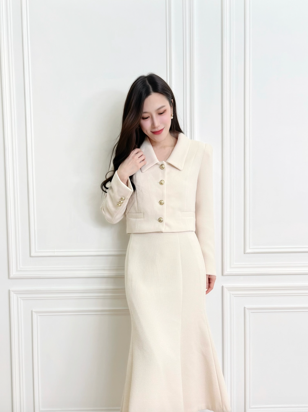 輕奢織紋魚尾裙SET