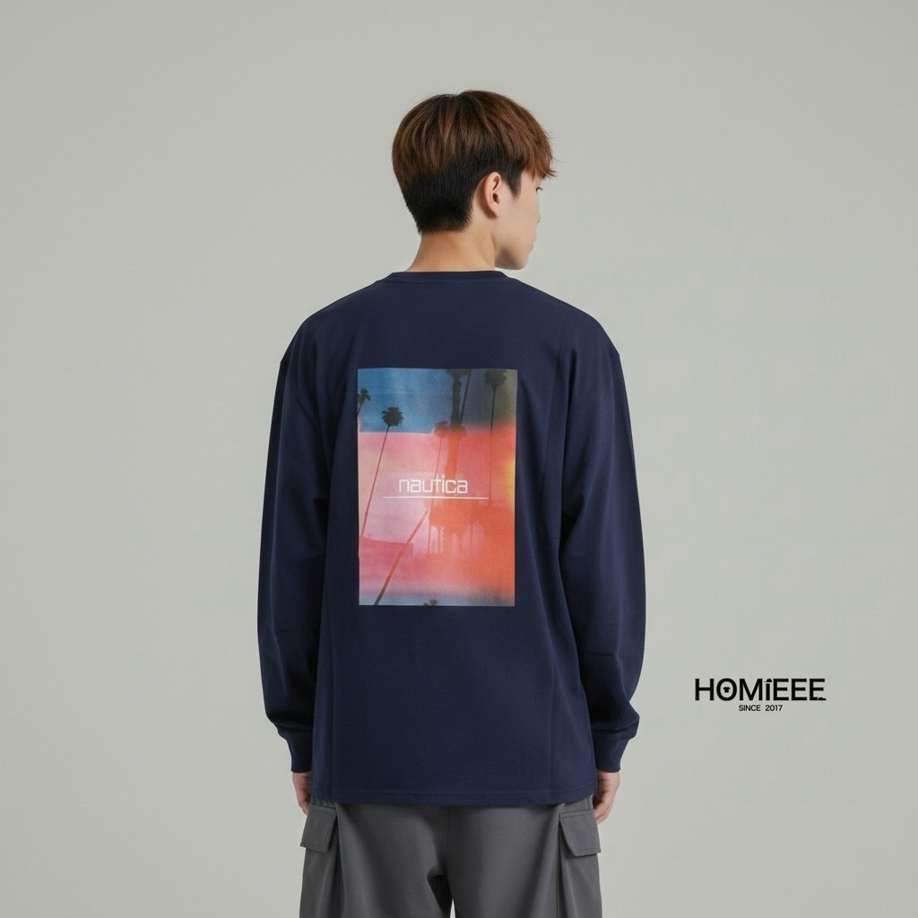 Nautica x JDZ Palm Tree 薄長袖 棕櫚樹 深藍 白色 [NTL3523]