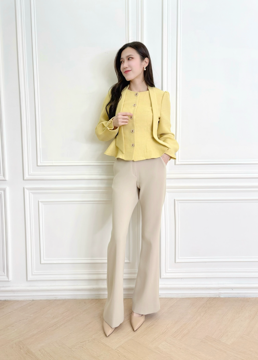 領巾織紋長袖上衣