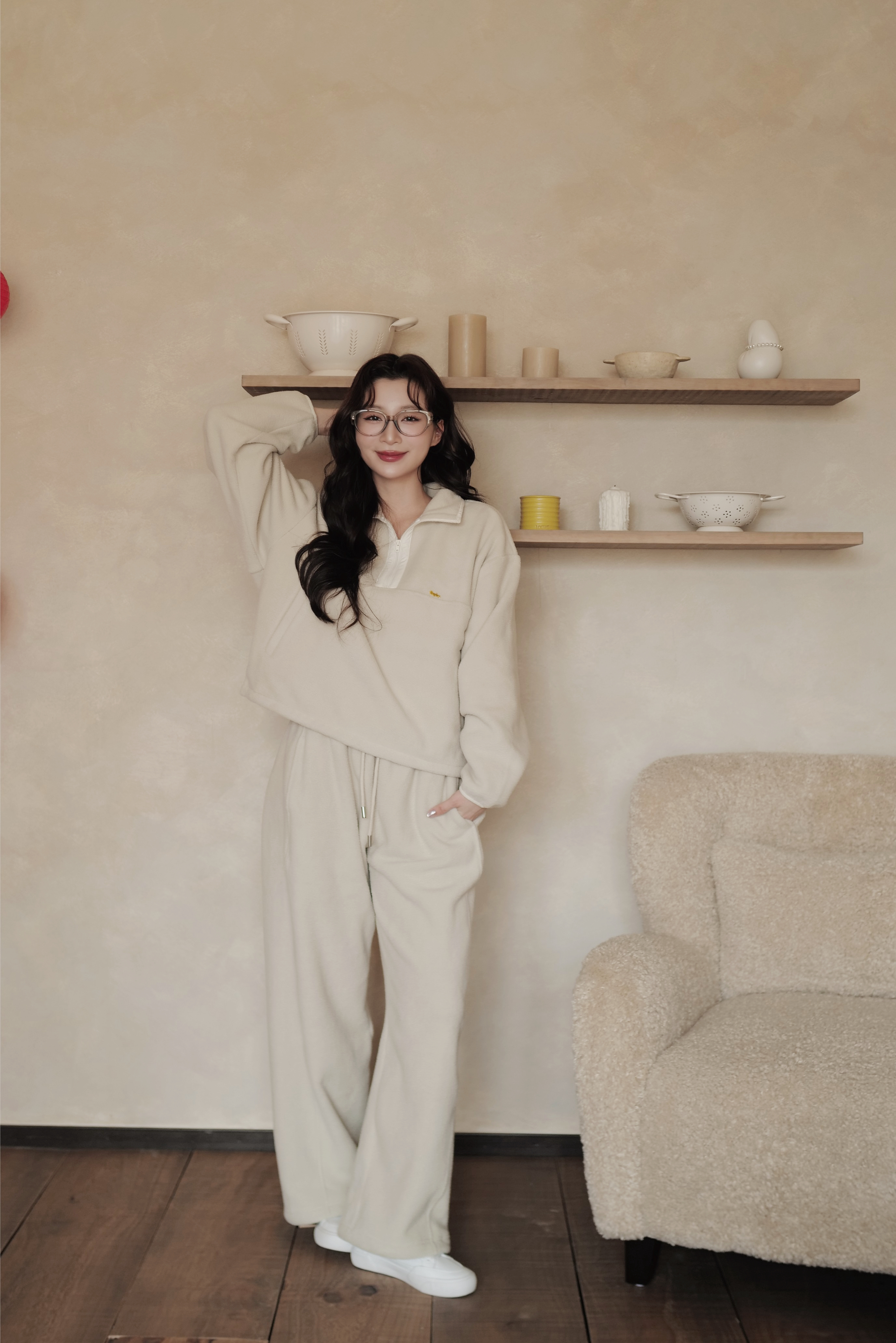 雲朵顆粒絨長褲