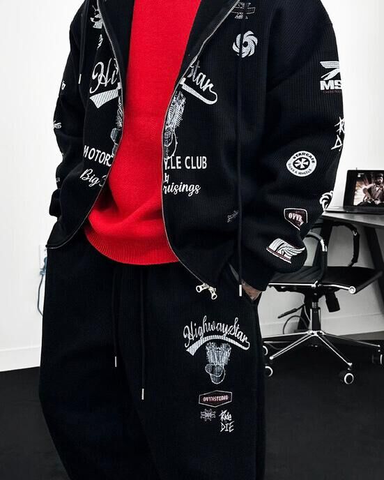 英文字圖案連帽拉鍊外套(抓毛底) JK2770