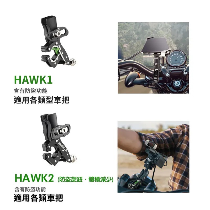 TAKEWAY 黑隼2 Hawk1/2 夾式 二代手機支架(全組)