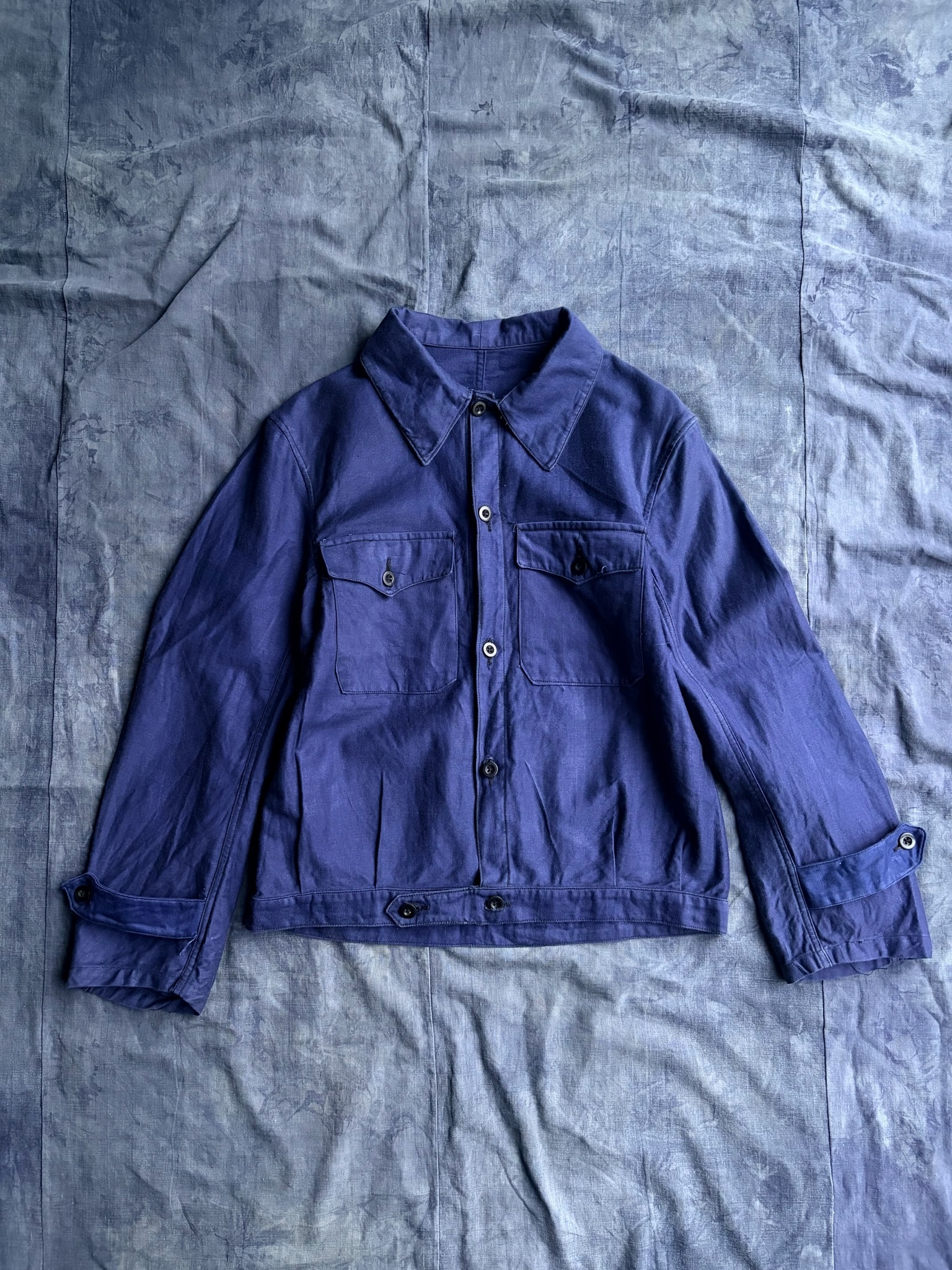 70s Italian Navy Light weight Moleskin work Jacket / 義大利Moleskin 雙口袋短版工裝外套