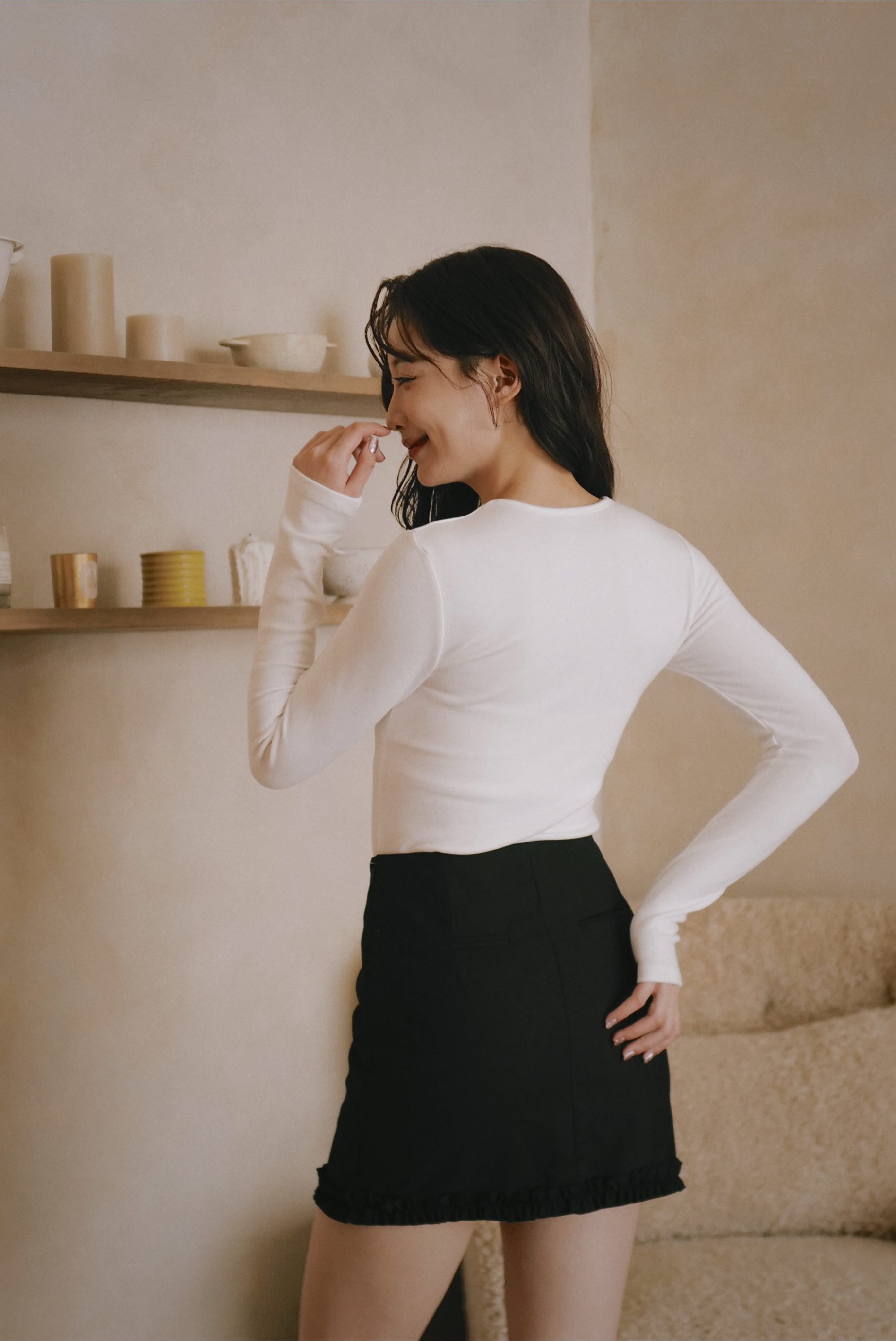 黑色花邊半身褲裙