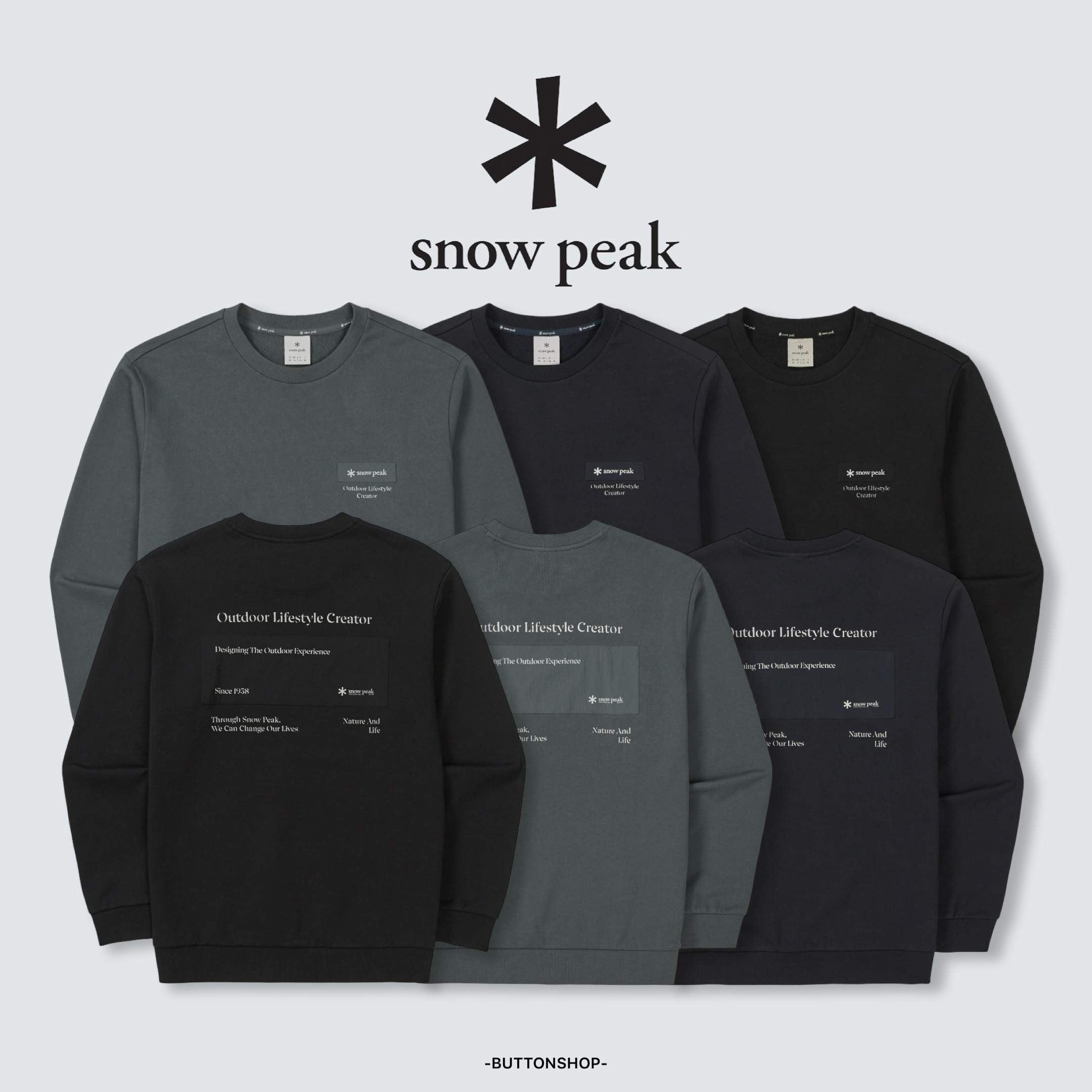 【SnowPeak 雪峰春季新品限時開團🔥 2/6 晚上12:00準時收單～】snow peak Land Lettering Woven Patch Sweatshirt 字串貼布box 大學tee S26SMFHT54