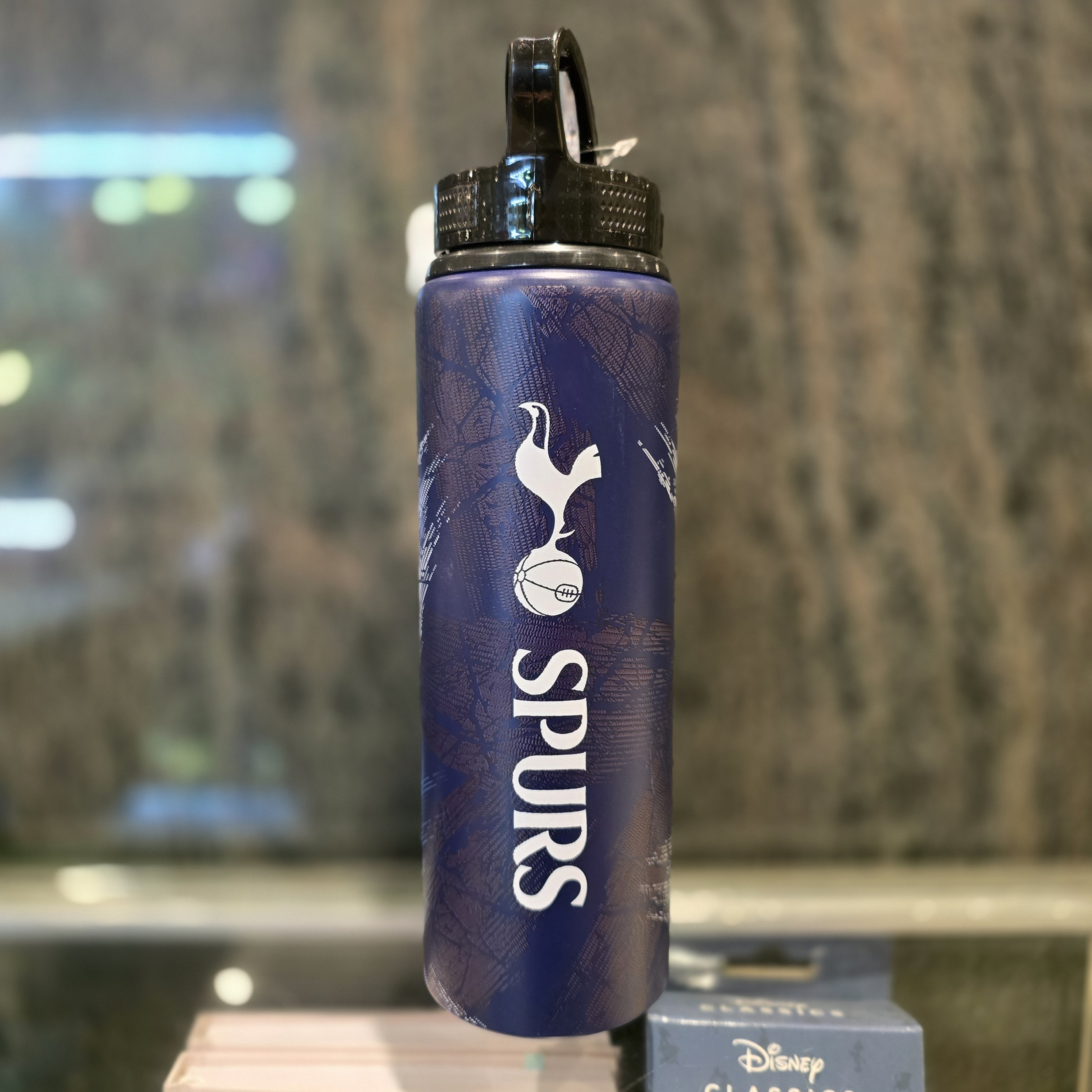 熱刺深藍色壓花有管金屬水樽