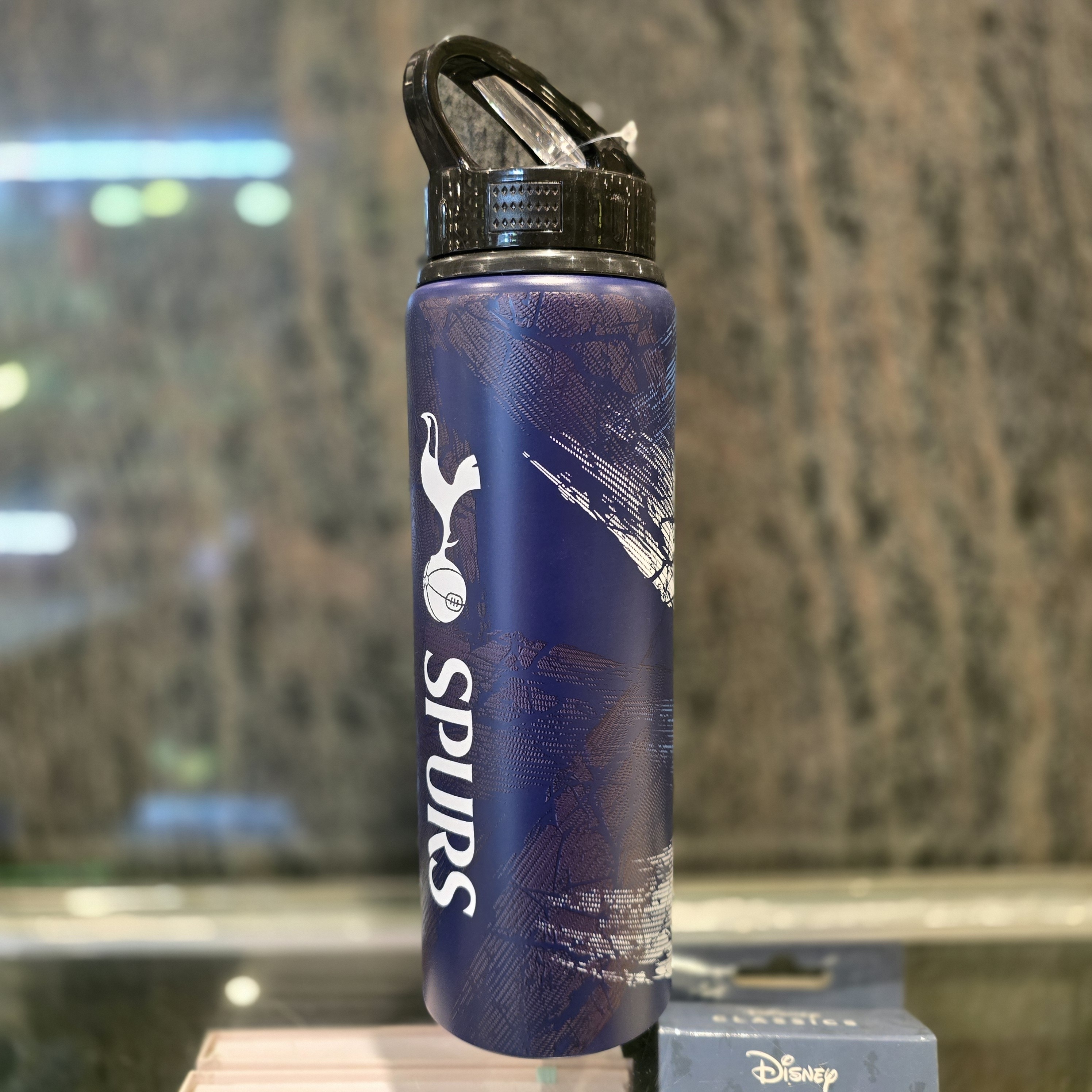 熱刺深藍色壓花有管金屬水樽