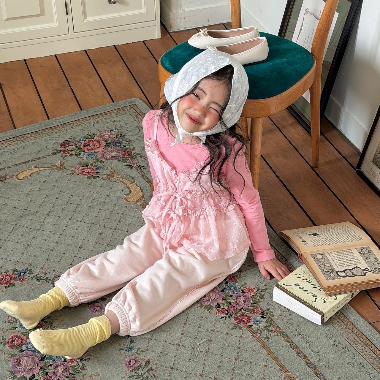 90-130 蕾絲滾邊親子運動褲 2色