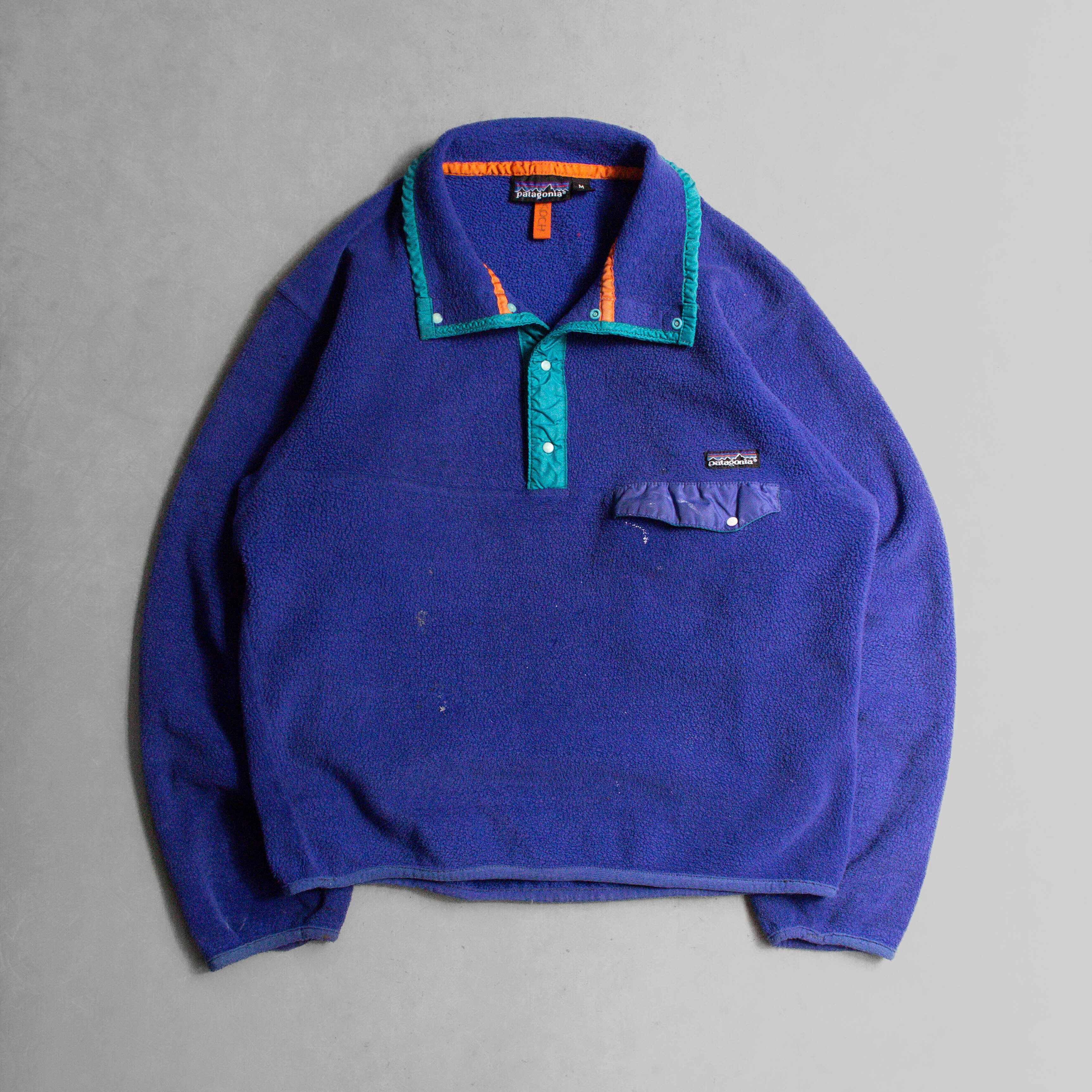 80-90S PATAGONIA SYNCHILLA SNAP-T 美國製 藍紫色 刷毛 高領 套頭 上衣