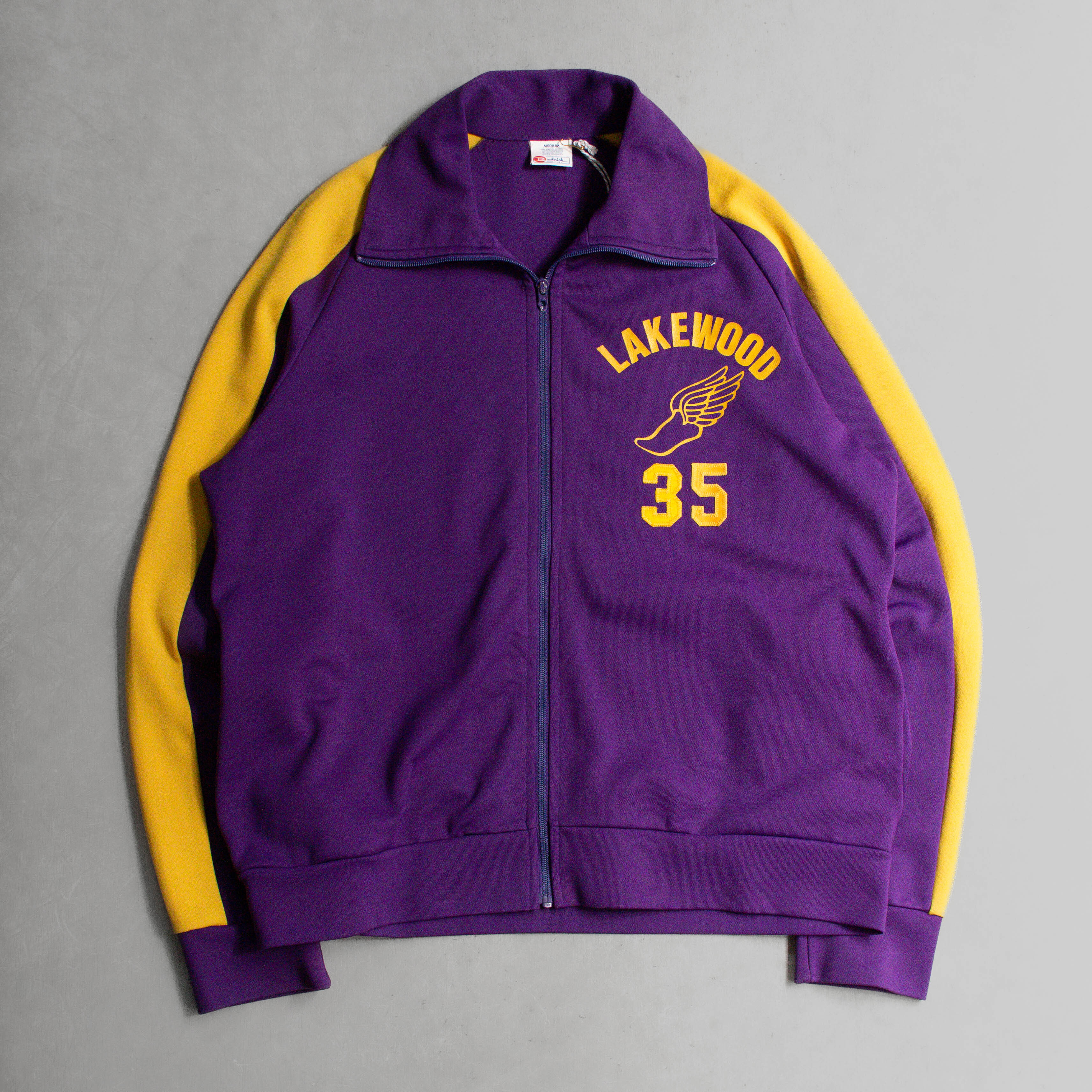 70-80S VINTAGE TRACK JACKET 美國製 紫色 高領 飛腳 運動 外套
