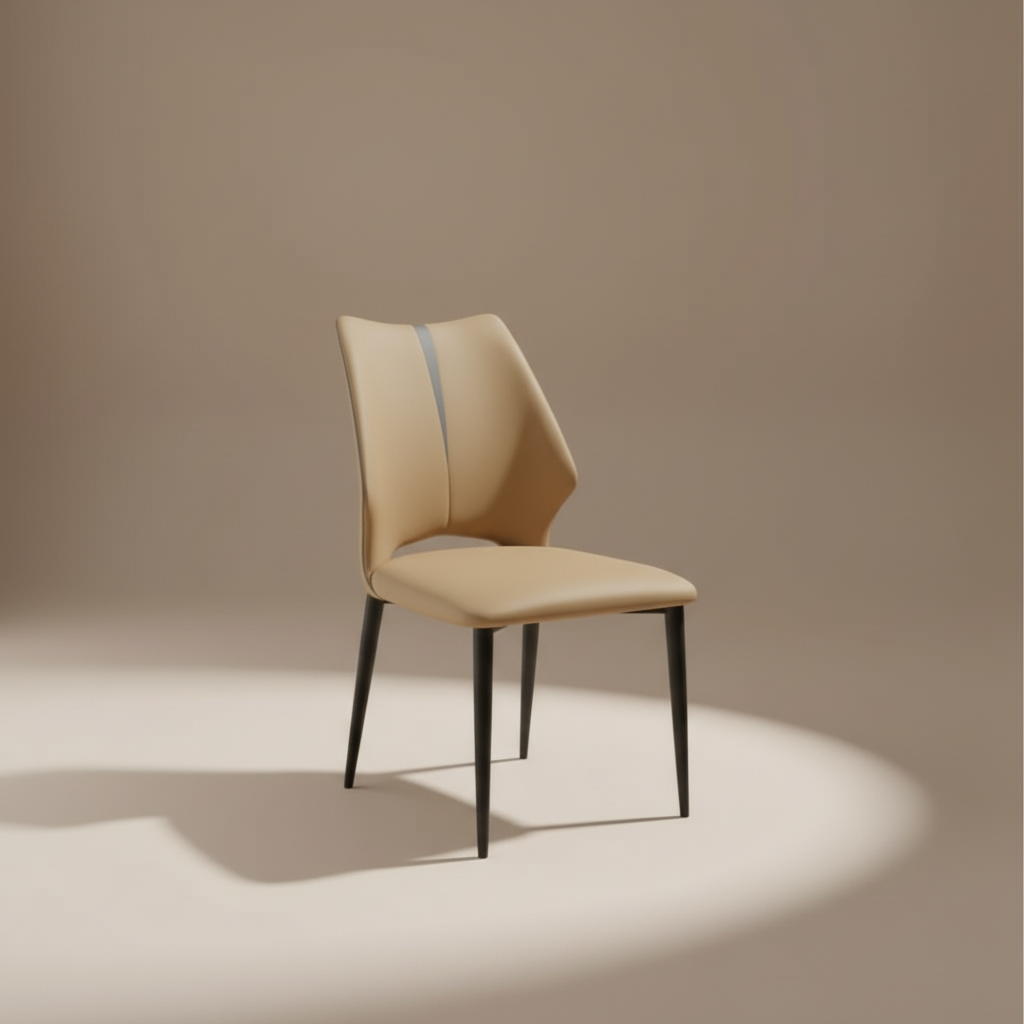 輕奢焦糖棕科技皮餐椅