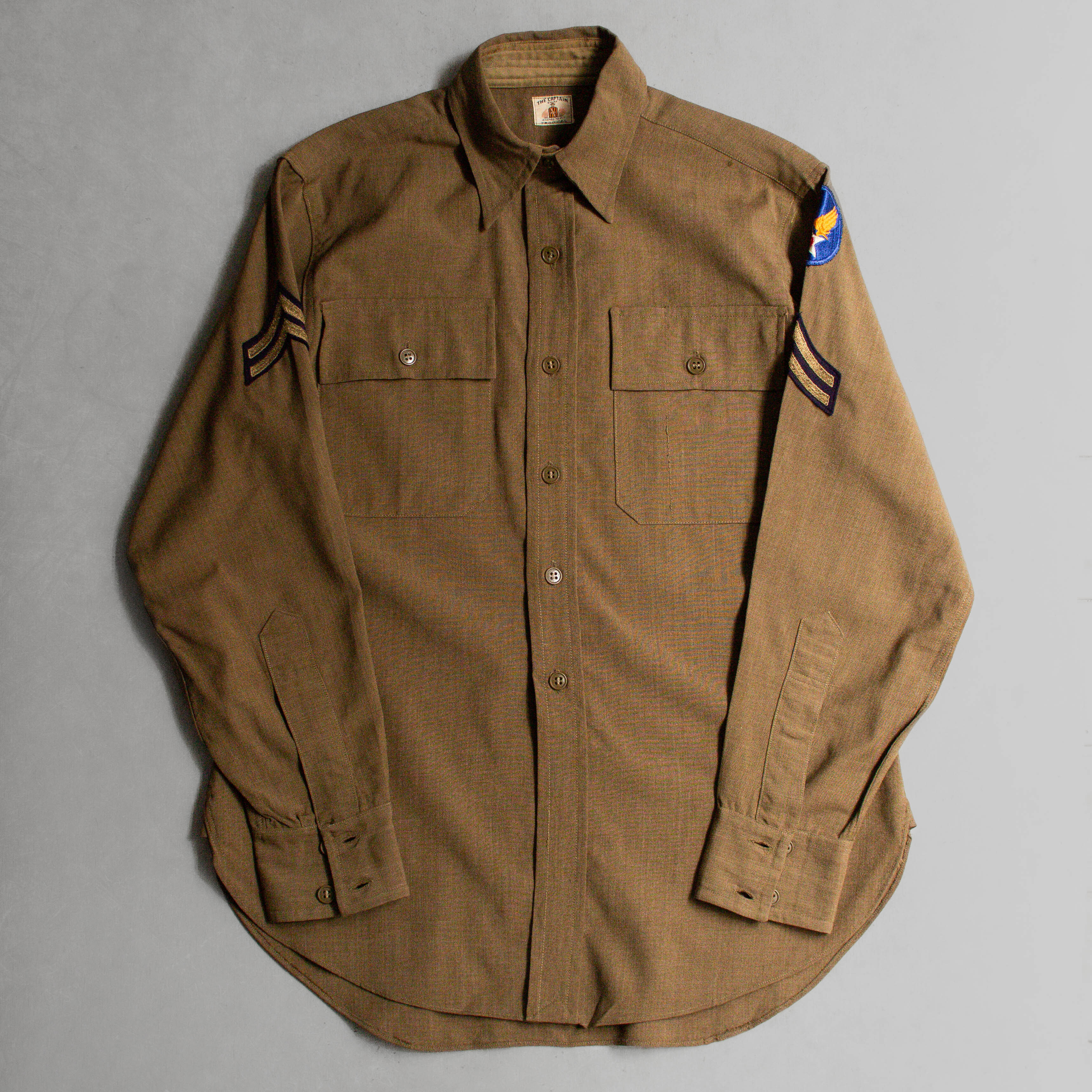 US ARMY WOOL CHINSTRAP SHIRT 美軍 羊毛 棕色 制服 長袖 軍襯衫